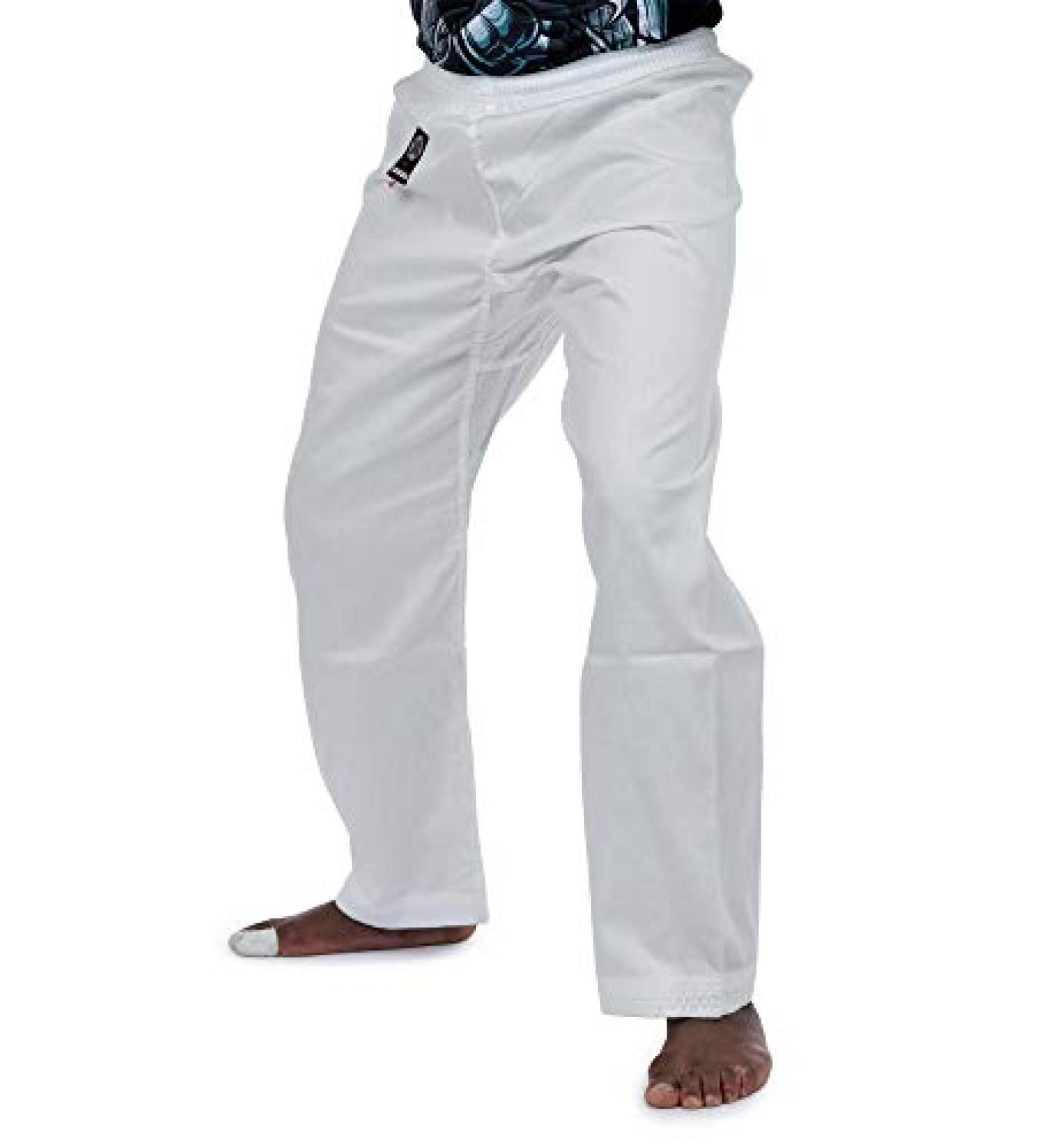 Ronin Karate Pants - White Poly/Cotton Lightweight Martial Arts Pants with Elastic Waist - Buy Online on SooperMarket.com