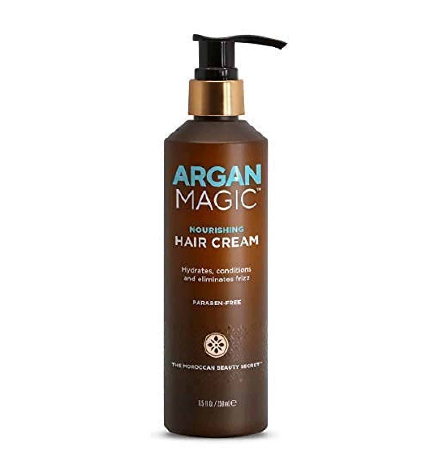 Argan Magic Nourishing Hair Cream - Hydrating, Conditioning, and Frizz Eliminating Formula for All Hair Types | Seals in Shine | Made in USA | Paraben Free & Cruelty Free - 8.5 oz - Buy Online on SooperMarket.com