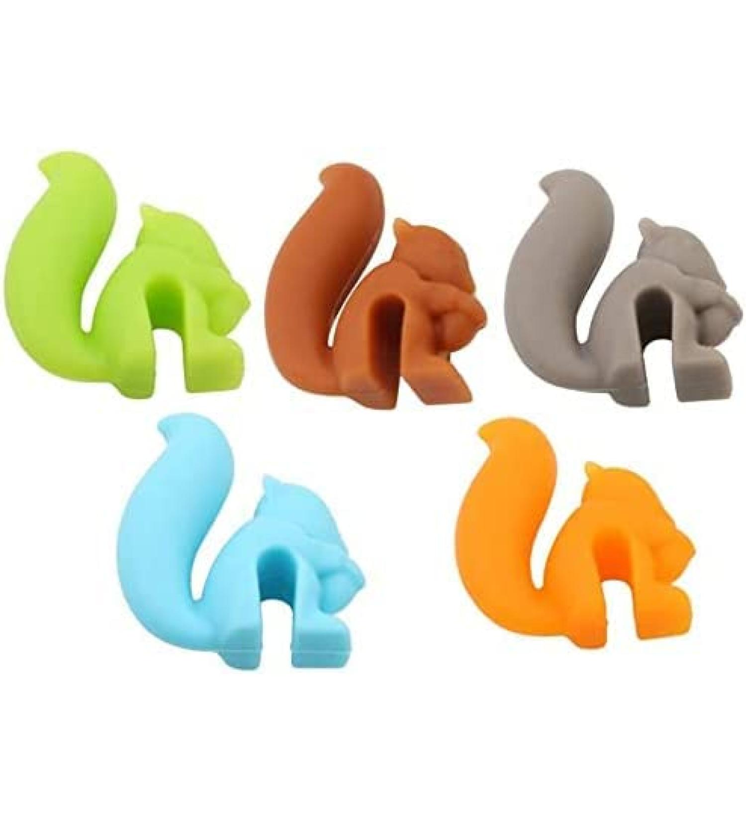 5 pcs Cute Squirrel Shape Silicone Tea Bag Holder Cup Squirrel Drink Markers Tea Bag Holder for Cup Hanging Tool Mug Candy Colors Gift Set - Buy Online on SooperMarket.com
