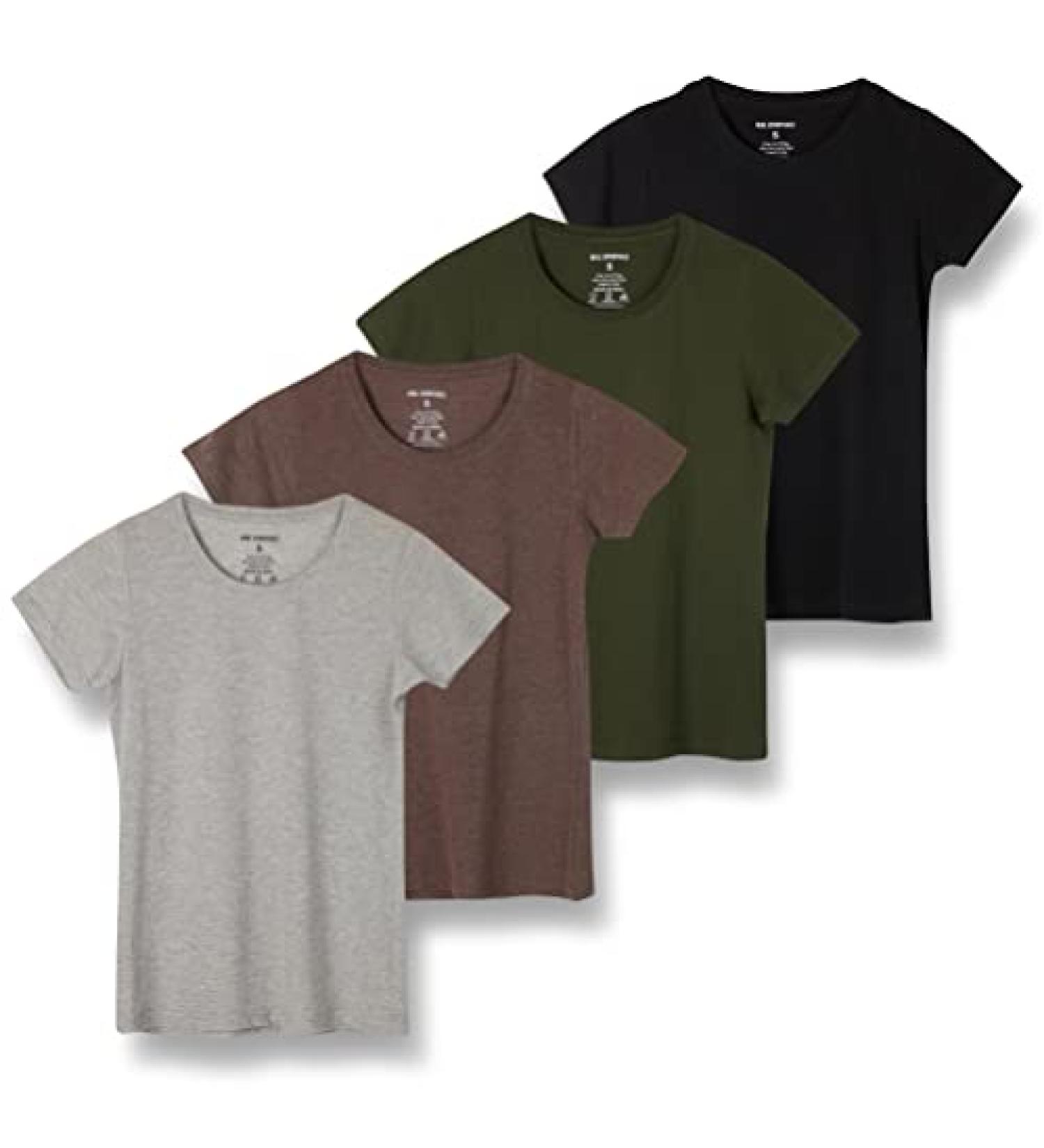 Women's Classic-Fit Cotton Short-Sleeve T-Shirt 4-Pack - Plus Size Available | Large Set 3 - Buy Online on SooperMarket.com