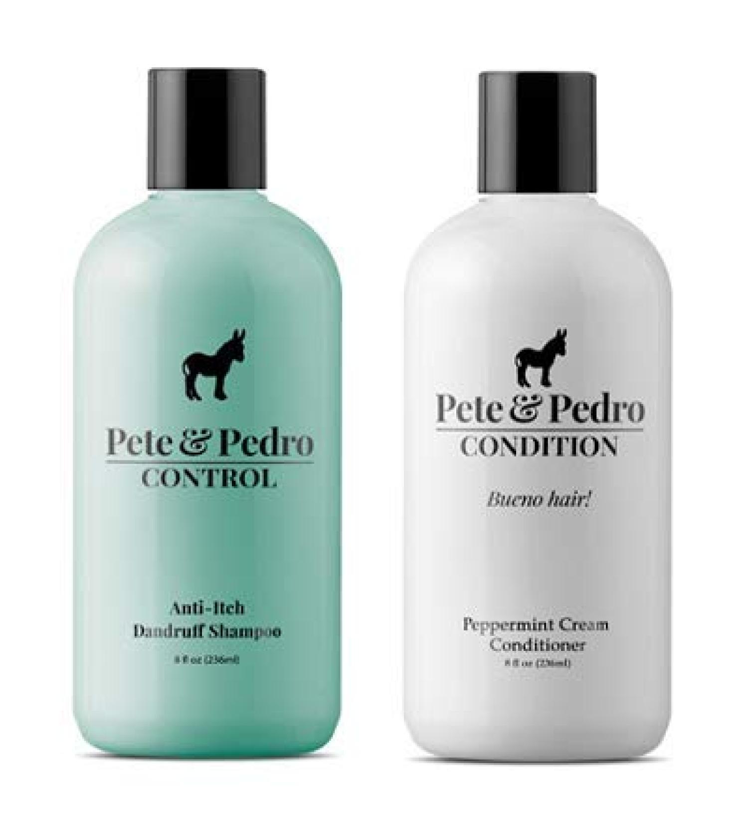Pete & Pedro Control & Condition Set - Extra-Strength Dandruff Shampoo & Anti-Itch Treatment + Peppermint Conditioner for Dry Hair & Itchy Scalp - Men & Women | Seen on Shark Tank - 8 oz - Buy Online on SooperMarket.com