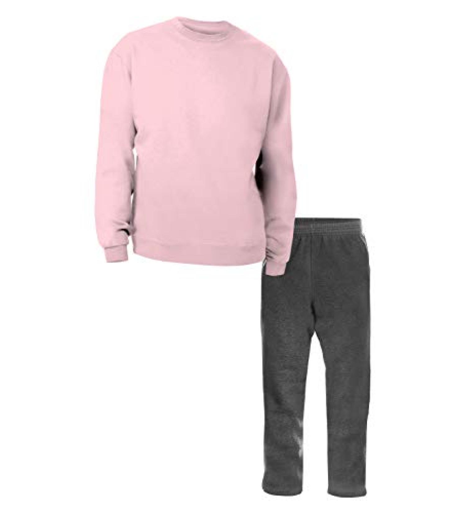 Hanes ComfortSoft Pale Pink Crew Neck Shirt and Charcoal Heather Sweatpants Set for Men - Buy Online on SooperMarket.com