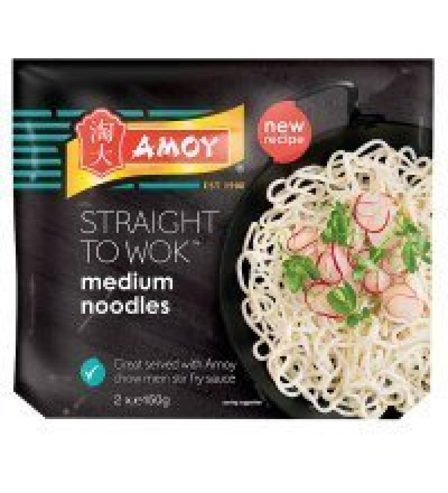 Amoy Straight to Wok Medium Noodles - 4 x 2 x 150g