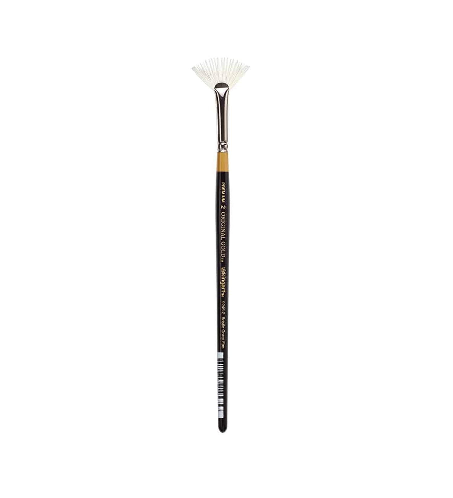KINGART Original Gold Specialty 9246 Series Synthetic Bristle Rake Fan Brush (Size 2) - Black/Gold - Buy Online on SooperMarket.com