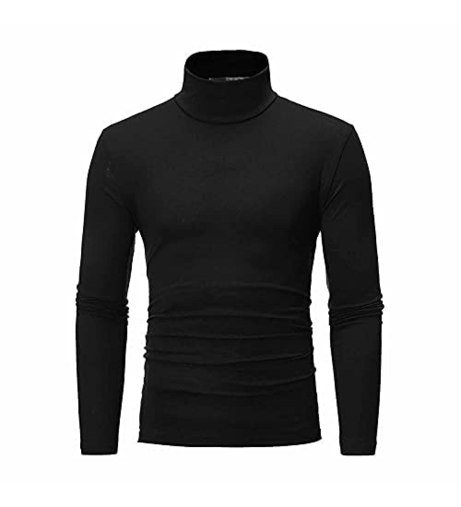 Men's Slim Fit Black Turtleneck Sweater | Casual Long Sleeve Top | Breathable & Cozy | Medium - Buy Online on SooperMarket.com
