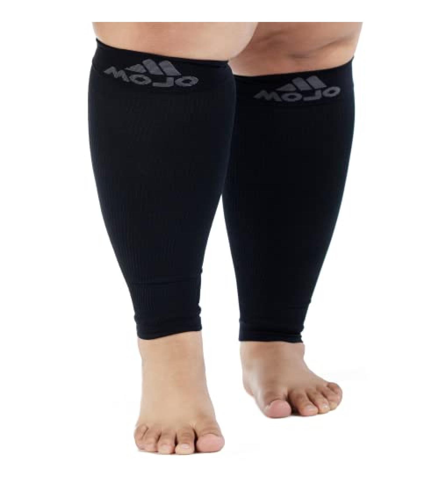 Mojo Compression Calf Sleeves 20-30mmHg Plus Size 4XL Black - Swelling & Shin Splints Support - Buy Online on SooperMarket.com