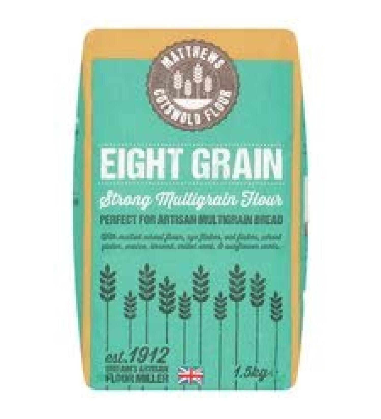 Matthews Flour Eight Grain Strong Multigrain 1.5Kg wholesome flour is ideal for baking delicious high fibre multigrain artisan breads and rolls by hand or bread machine. - Buy Online on SooperMarket.com