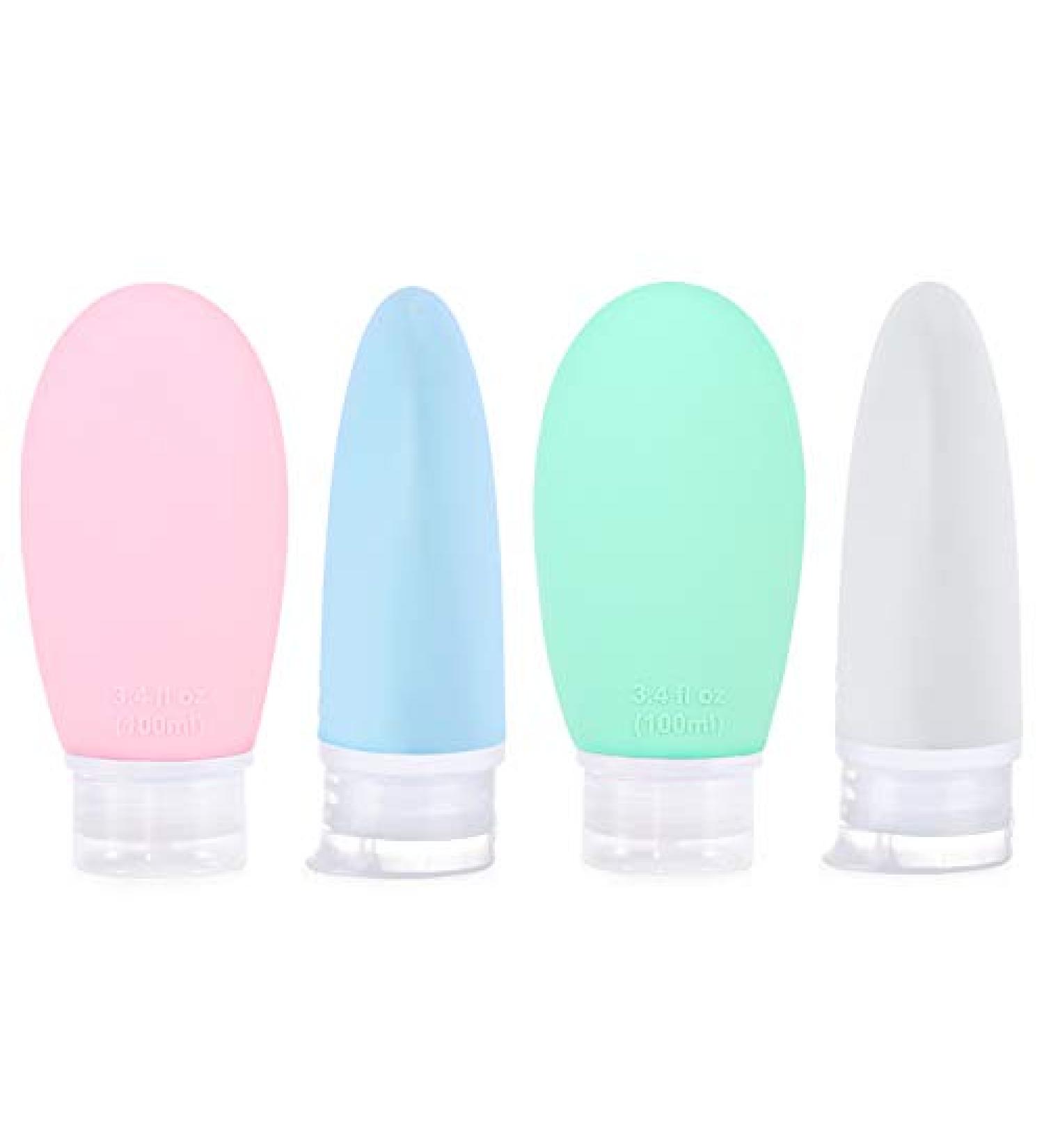 Leakage-Proof 100ml Travel Bottles Set - 4 Silicone Toiletry Containers in Pink & Gray | Perfect for Travel & Carry-On - Buy Online on SooperMarket.com