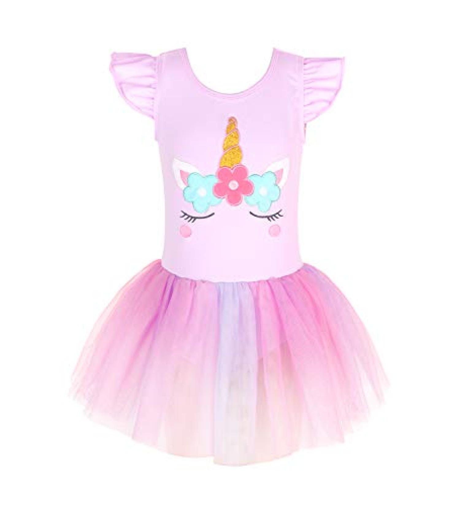 Girls Unicorn Ballet Leotard with Tutu | Purple Unicorn Dance Dress 4-5T - Buy Online on SooperMarket.com