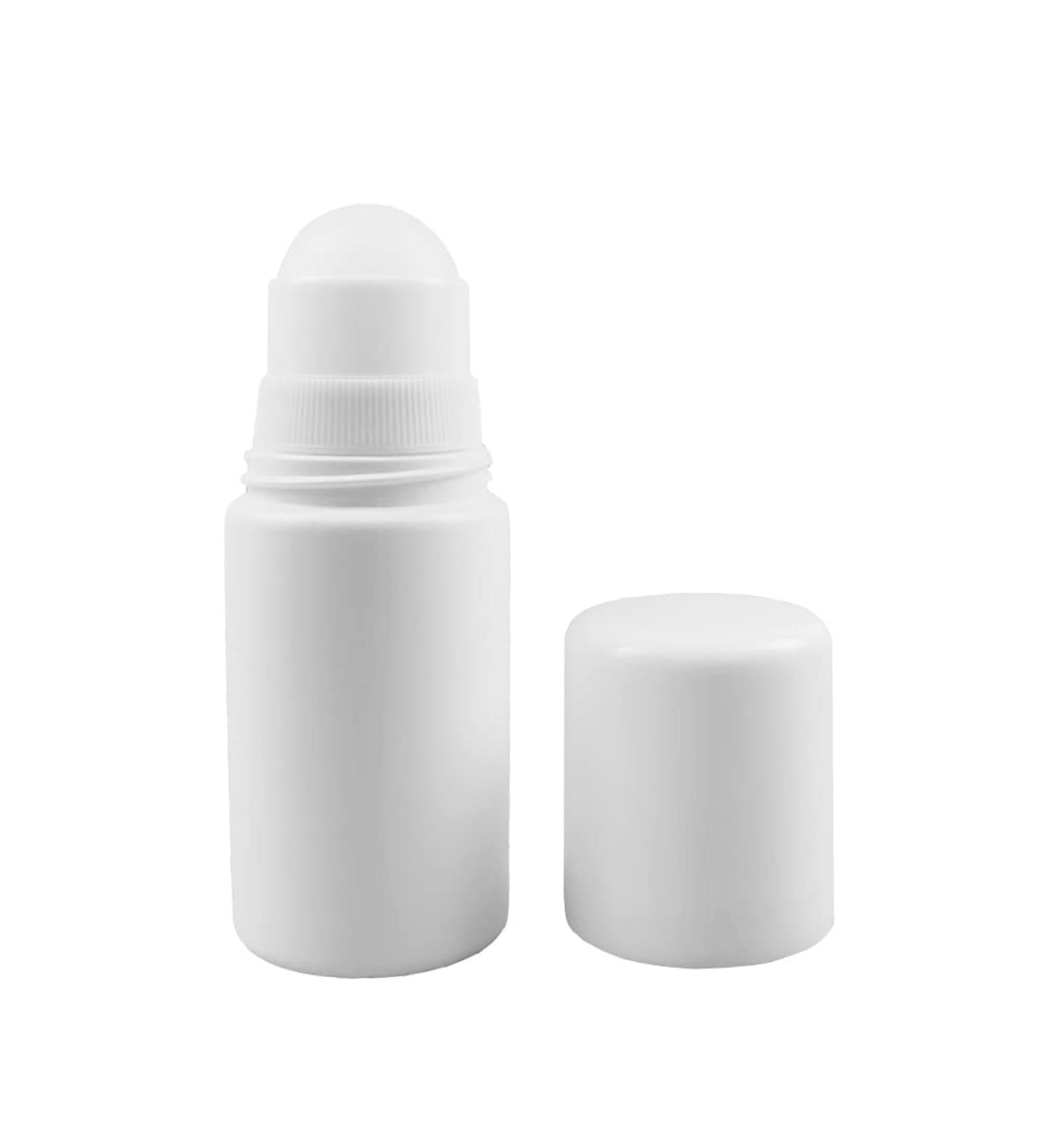 Jihuoo 6 pieces 60 ml white plastic roller bottles empty roll on bottles refilling aromatherapy bottles with roller ball flat head
