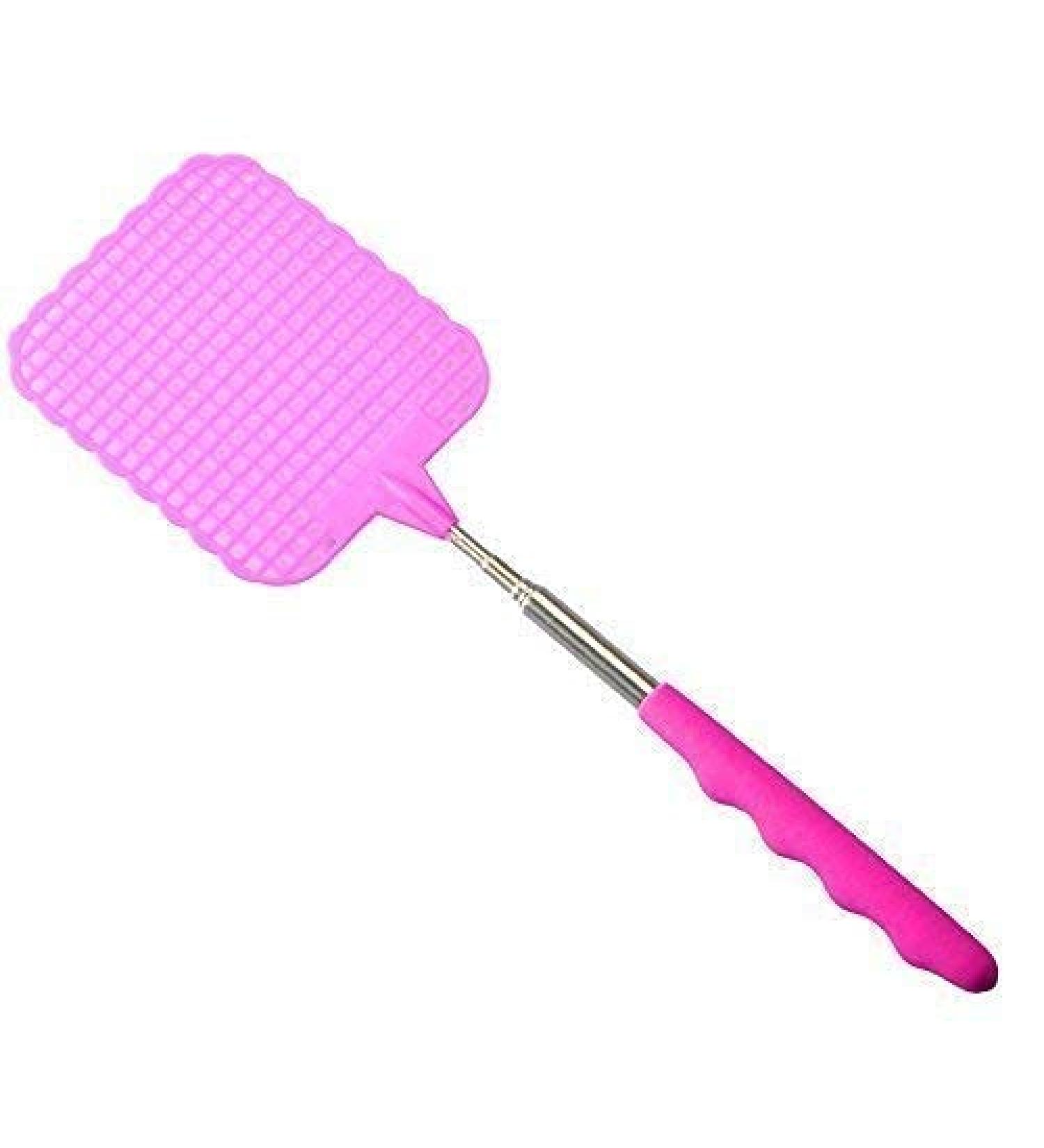 DRULINE Telescopic Fly Swatter Extendable Fly Swatter Fly Catcher (Pink) Pink