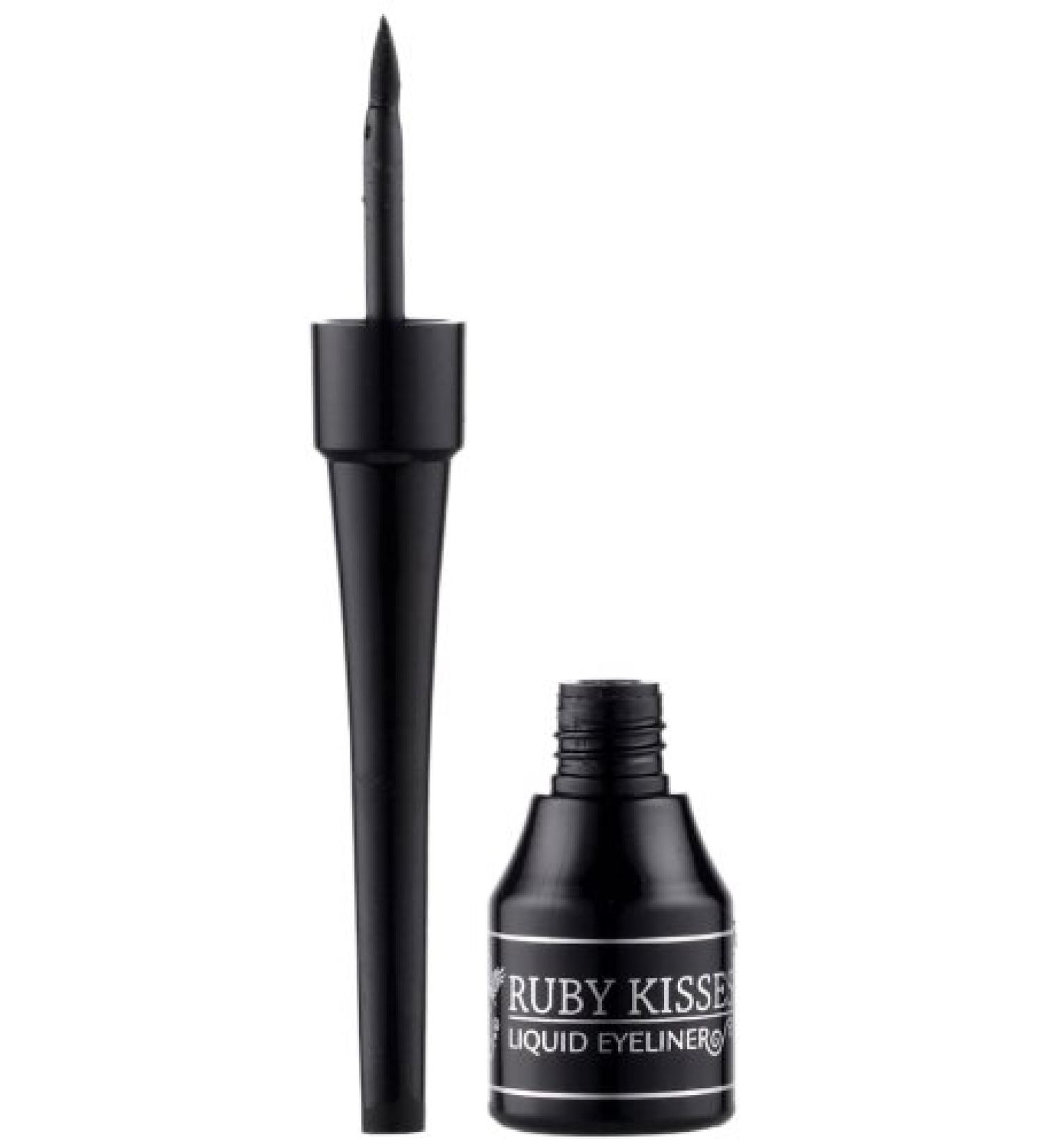 Ruby Kisses Classic Liquid Eyeliner  Smudgeproof Long Lasting Eye Makeup with Felt-Tip Applicator (1 PACK  Black) 0.10 Fl Oz (Pack of 1) Black