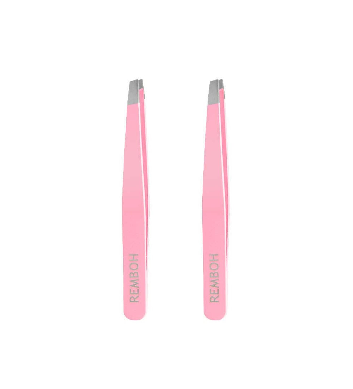 Remboh Professional Stainless Steel Slant Tweezers - Precision Eyebrow Tweezers (Pink, Pack of 2) - Buy Online on SooperMarket.com