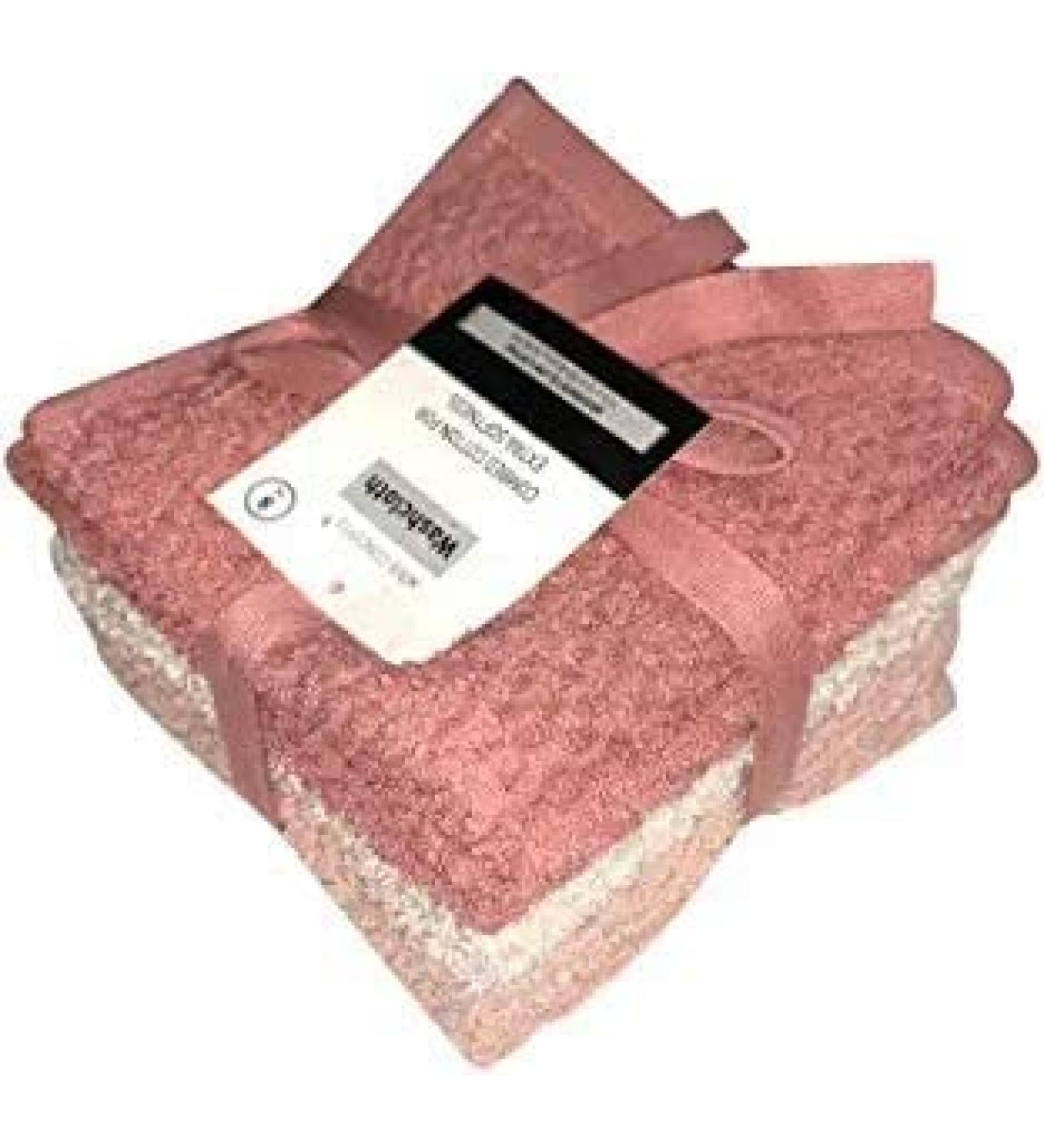 Petal Cliff Set of 8 Popcorn Weave Washcloths - Exfoliate Hands, Body, or Face - Extra Absorbent Ring Spun Cotton - 12 X 12 Size (Coral Sand Rose) - Buy Online on SooperMarket.com