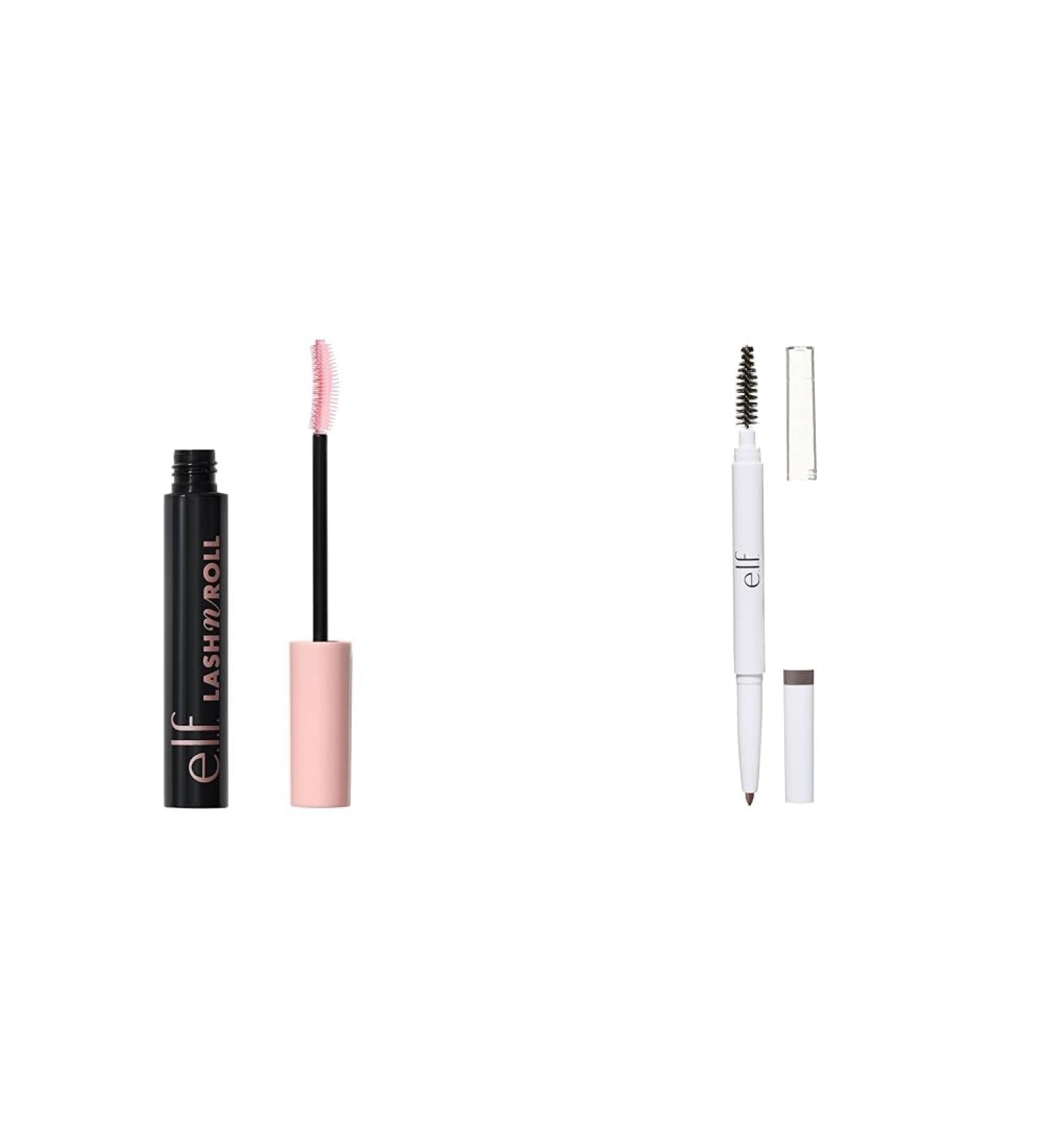 e.l.f. Lash 'N Roll Mascara Curling Mascara For Visibly Lifted Lashes & Instant Lift Brow Pencil Dual-Ended Precision Eyebrow Pencil For Defining & Shaping Brows Neutral Brown - Buy Online on SooperMarket.com