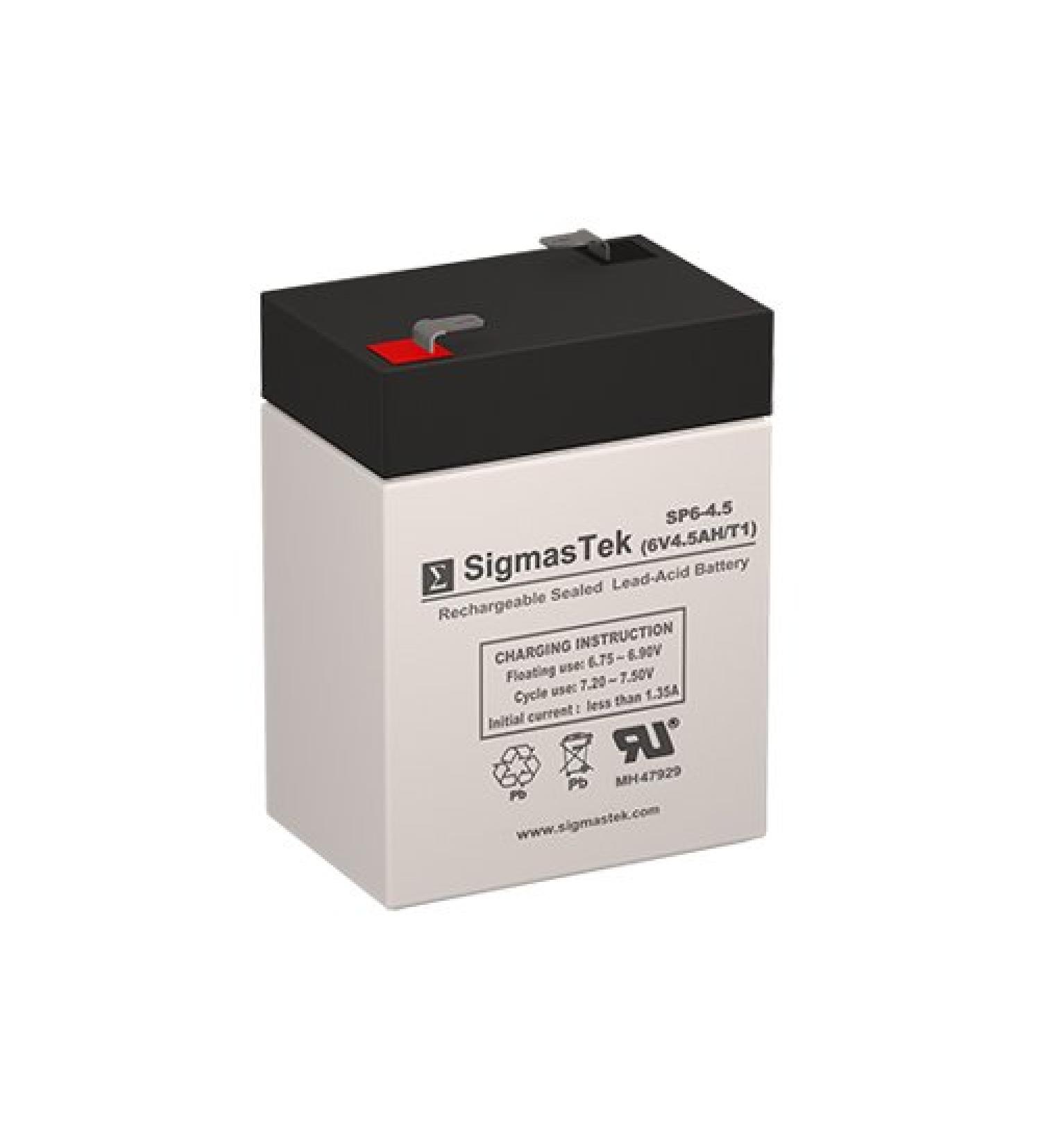 3FM4.5 6 Volt 4.5 AmpH SLA Replacement Battery with F1 Terminal