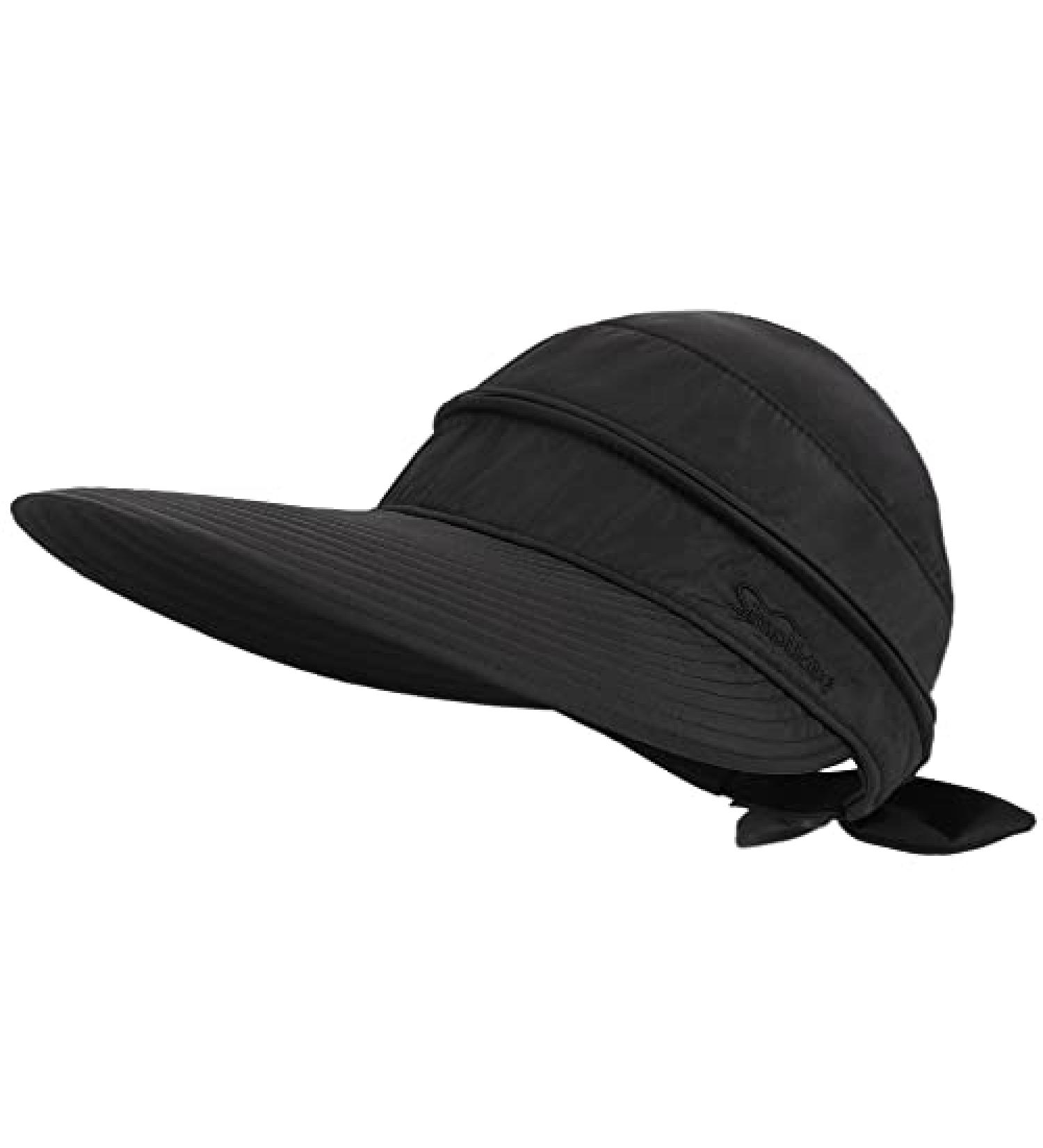 Simplicity Women's UPF 50+ UV Sun Protective Convertible Beach Visor Hat in Black - Buy Online on SooperMarket.com