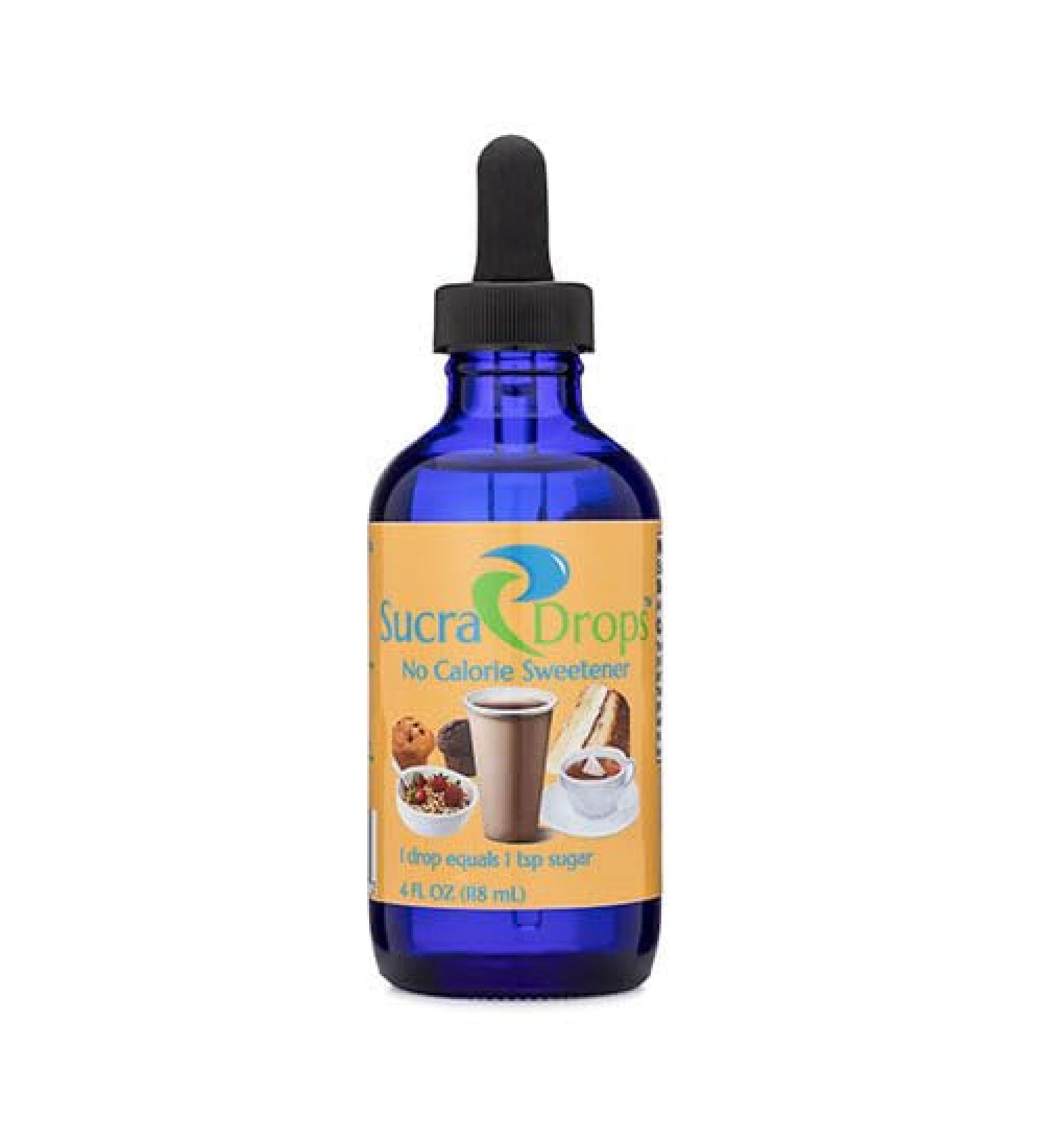 SucraDrops Premium Liquid Sucralose Sweetener - 4 oz Bottle | 2,360 Drops | 180 Servings | Travel Size Included - Buy Online on SooperMarket.com