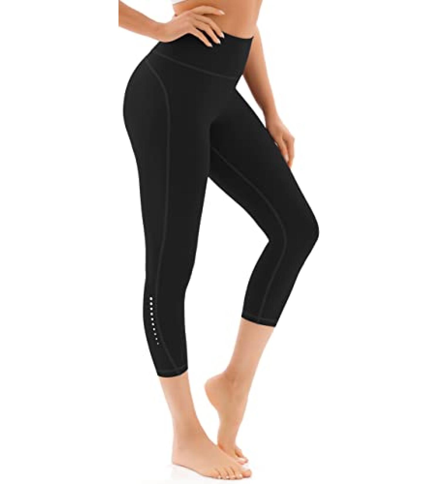AFITNE High Waisted Capri Leggings for Women | Tummy Control Workout Pants with Pockets | X-Small Black - Buy Online on SooperMarket.com