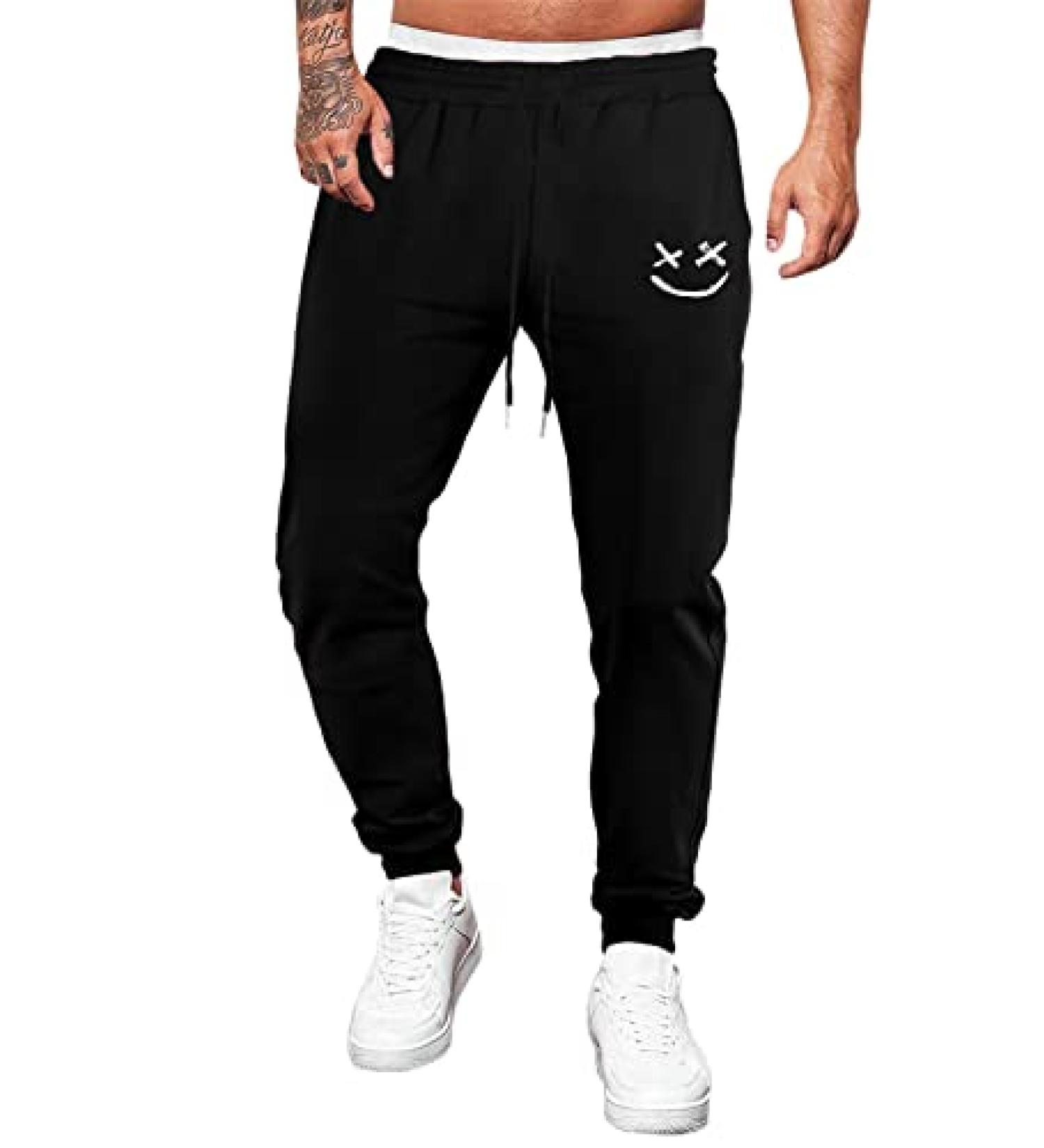 JMIERR Men's Tapered Gym Running Sweatpants Large - Black | Athletic Joggers with Pockets - Buy Online on SooperMarket.com