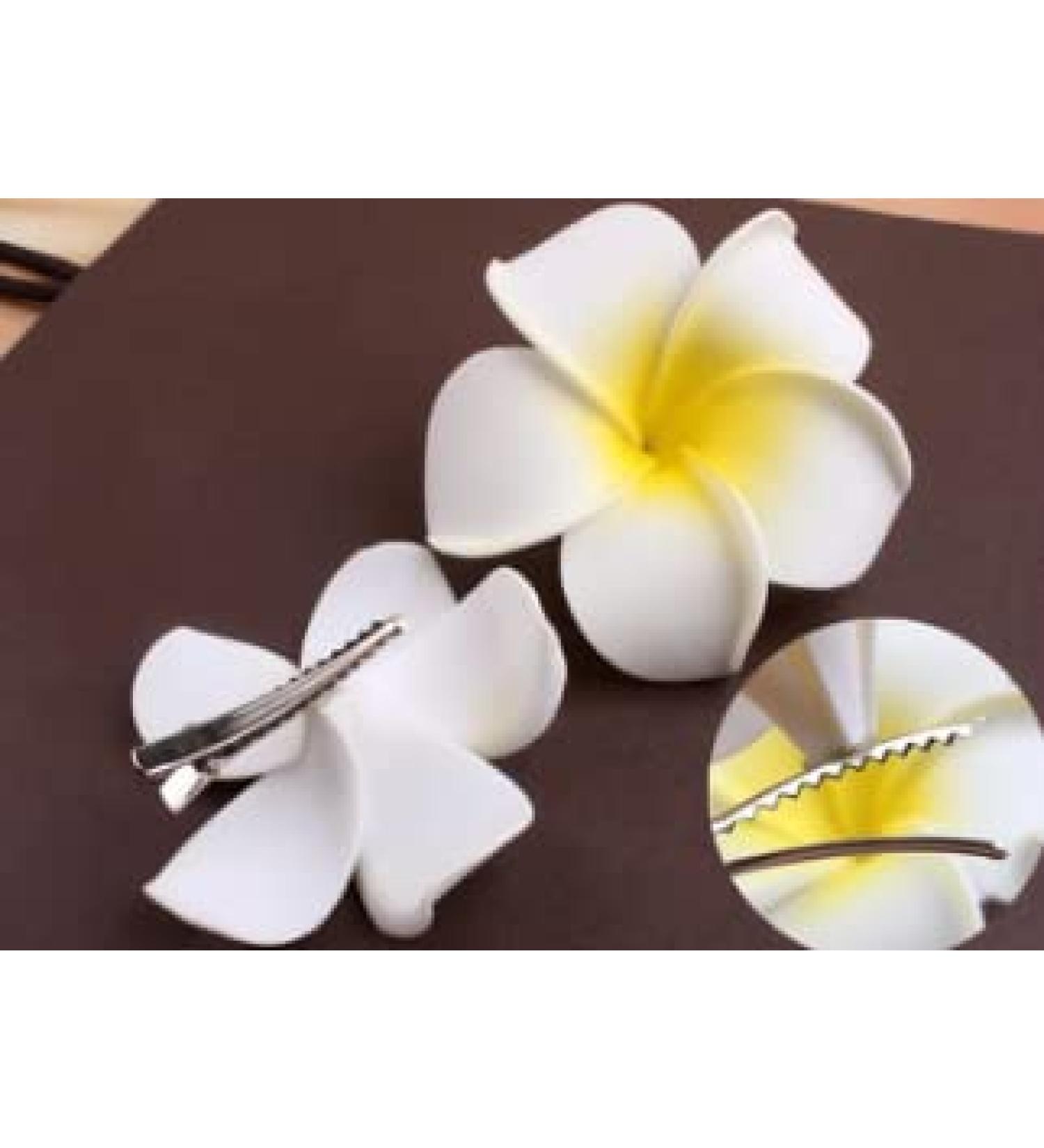 Hawaiian Plumeria Flower Hair Clips - White Floral Hair Barrettes for Women & Girls - Summer Beach Hair Accessories 3pcs - Buy Online on SooperMarket.com