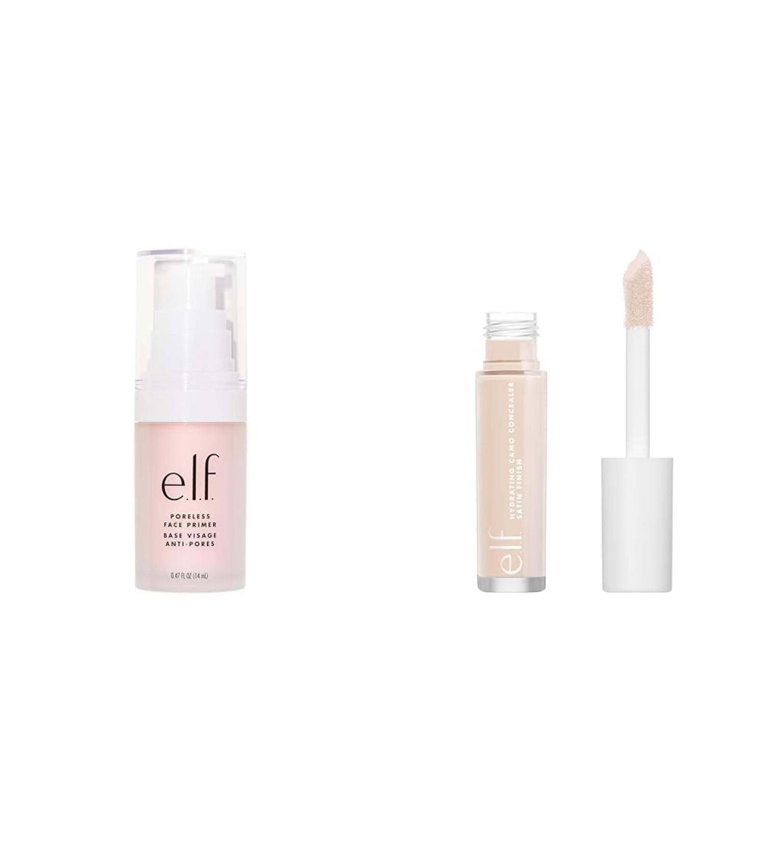 e.l.f. Poreless Face Primer. Makeup Primer For A Flawless Smooth Canvas Gives Makeup Lasting Power Infused With Tea Tree & Cosmetics Hydrating Satin Camo Concealer - Fair Rose 0.203 Fluid Ounces - Buy Online on SooperMarket.com