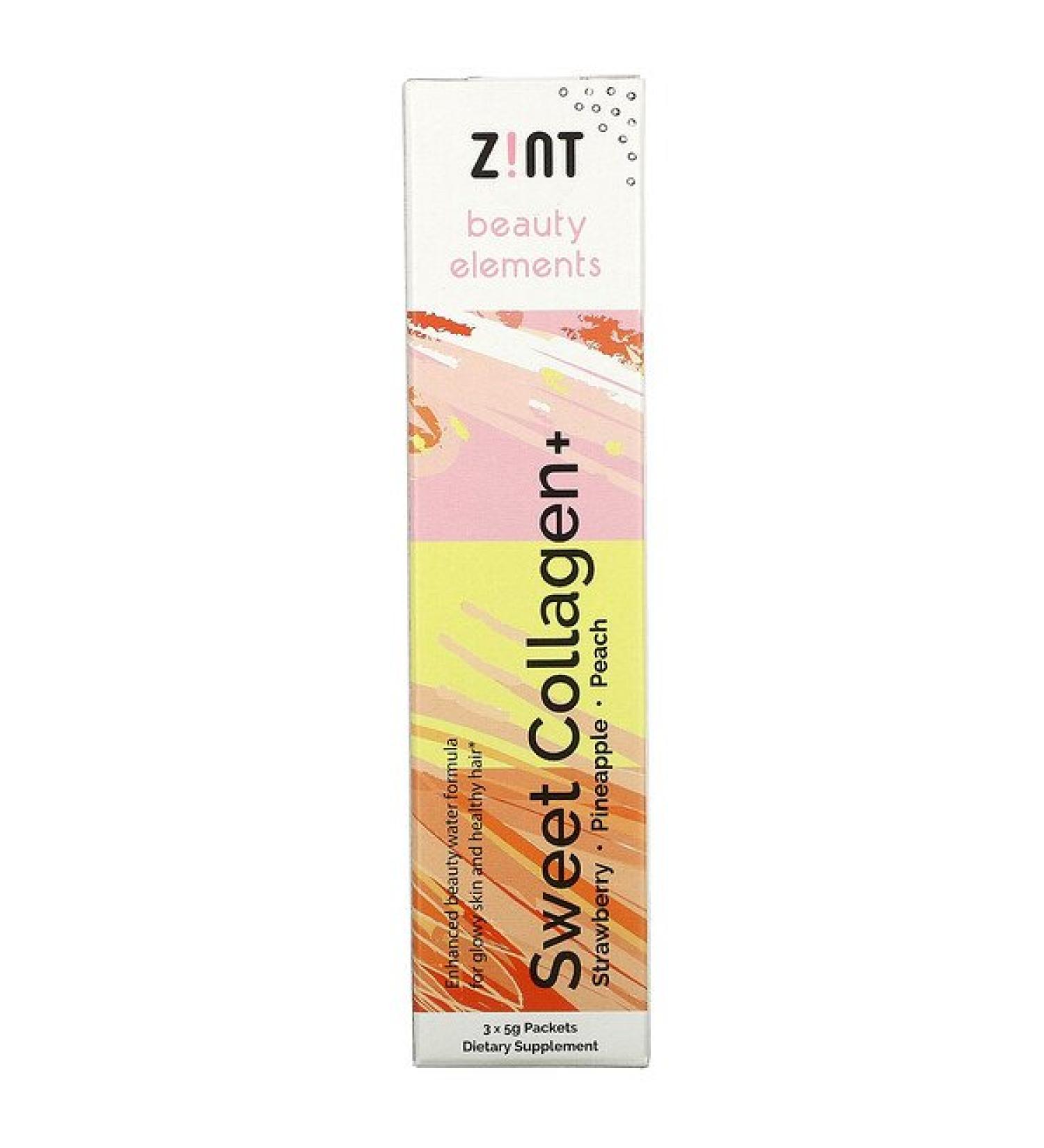 Zint Sweet Collagen Strawberry Pineapple Peach 3 Packets 5 g Each