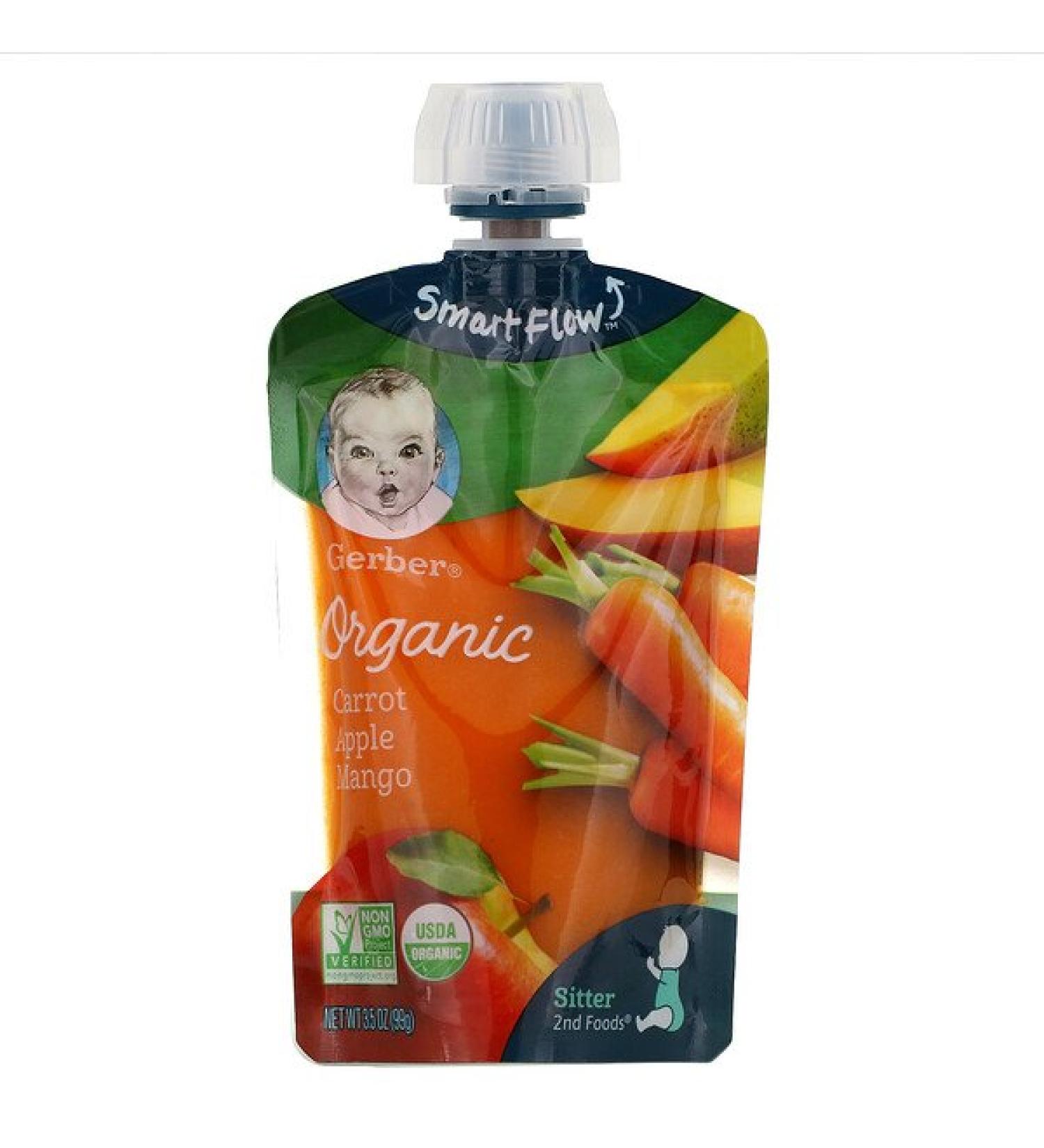 Gerber Smart Flow Organic Carrot Apple Mango 3.5 oz (99 g)