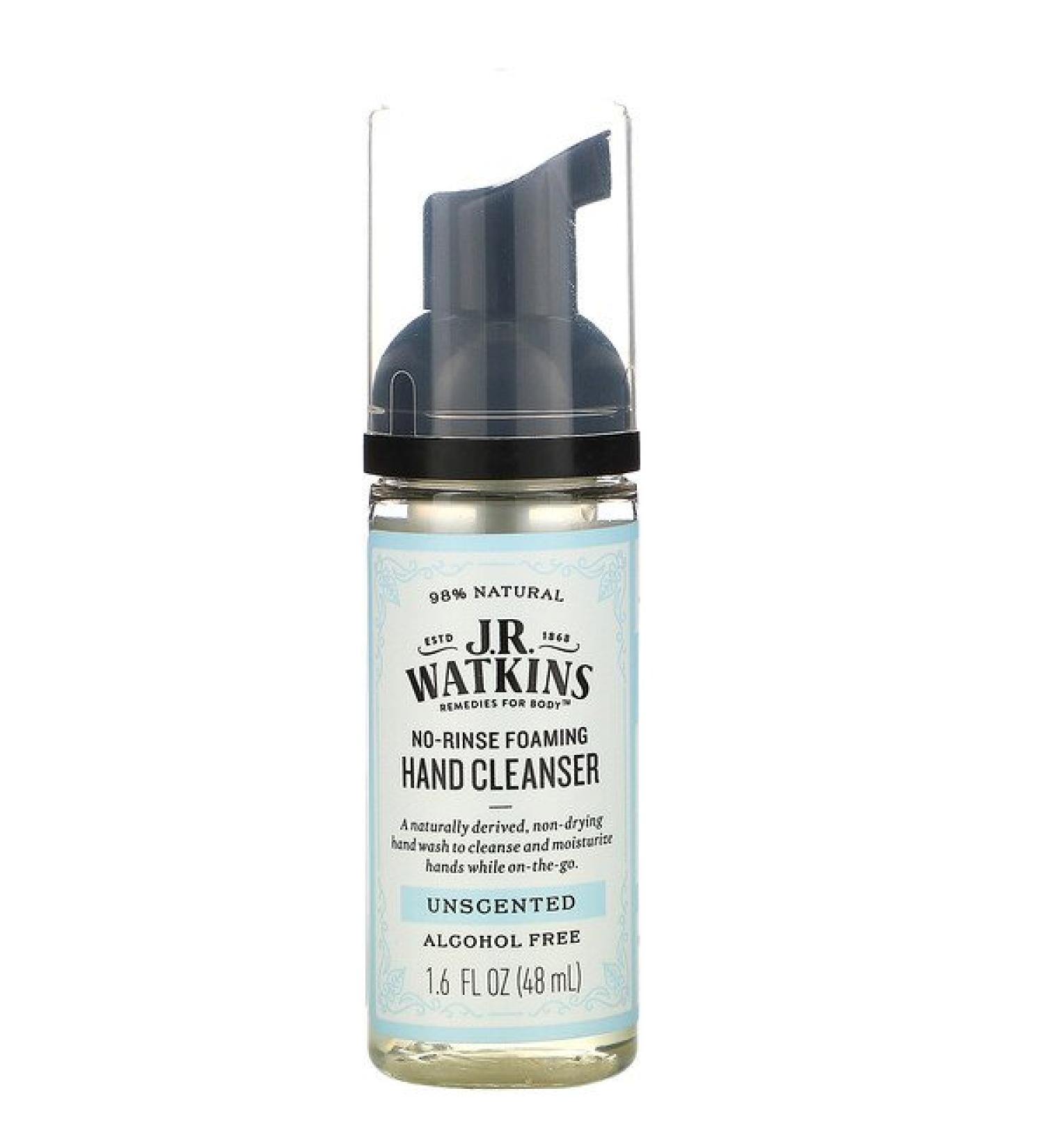 J R Watkins No-Rinse Foaming Hand Cleanser Unscented 1.6 fl oz (48 ml)