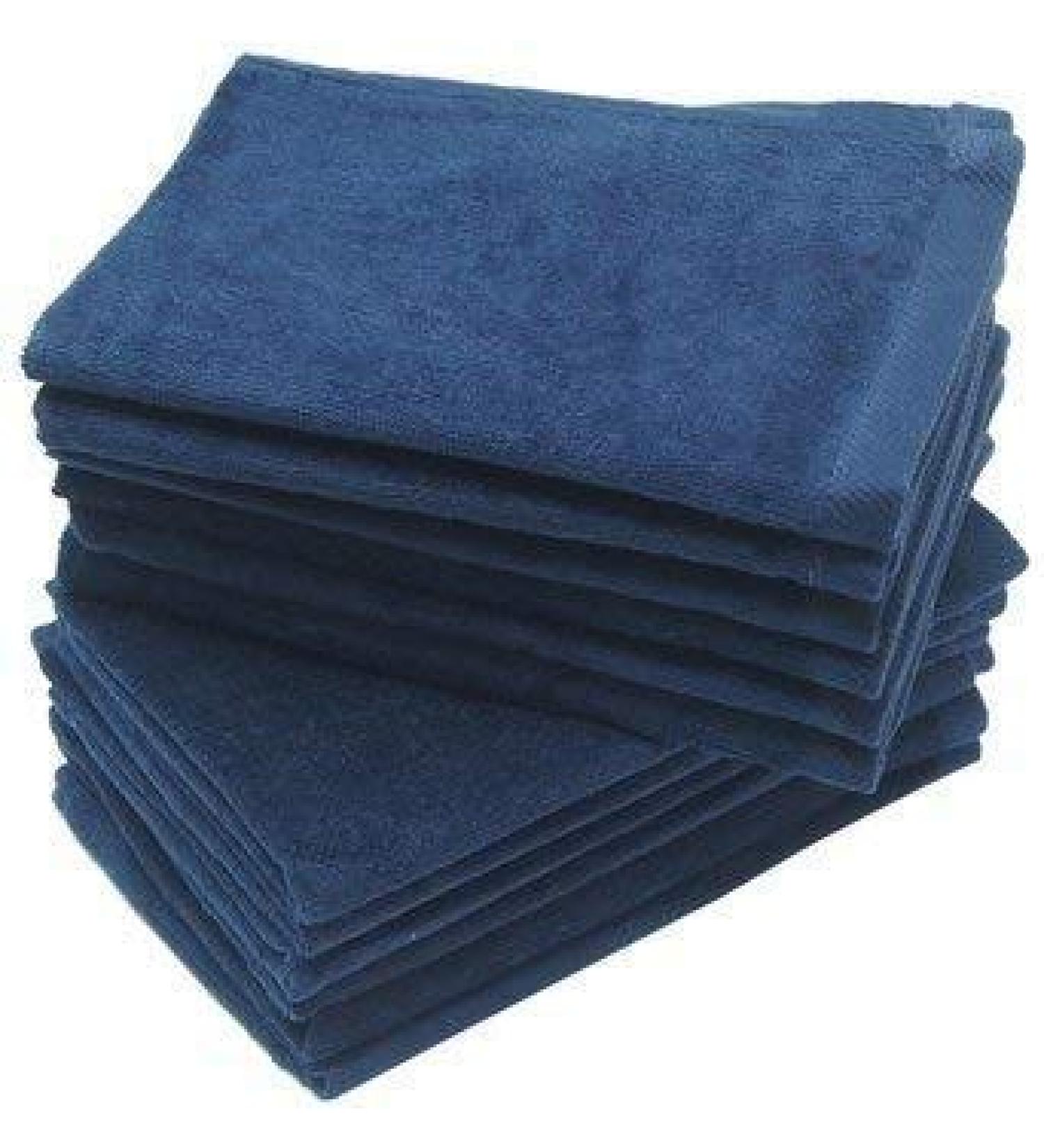 3-Pack Terry Fingertip Hand Towels 100% Cotton, 11"x18", Hemmed Fingertip Towel, Soft and High Absorbent (3, Navy) Navy 3