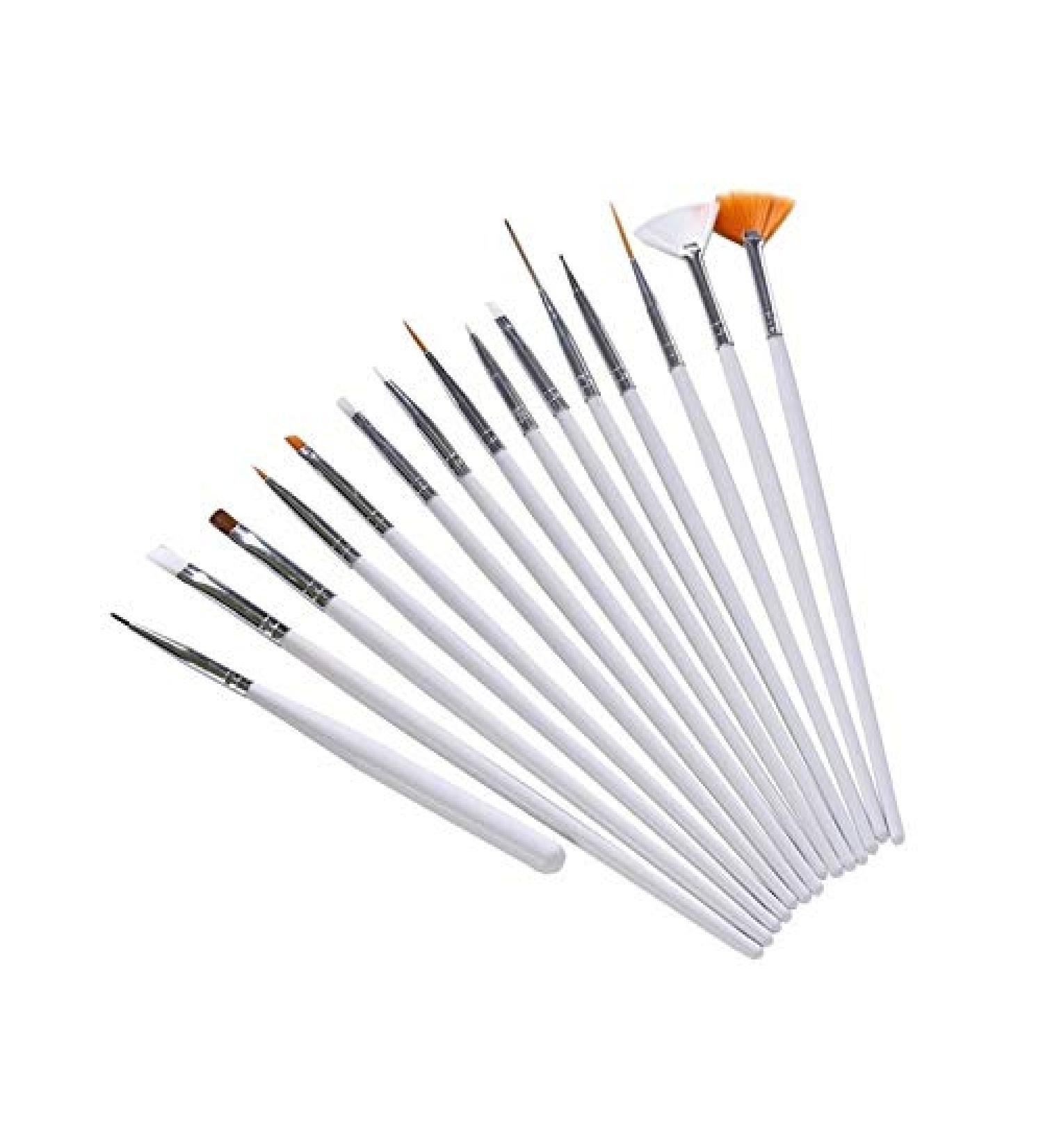 Set of 15 painting modelling nail and body painting brushes for details and lines