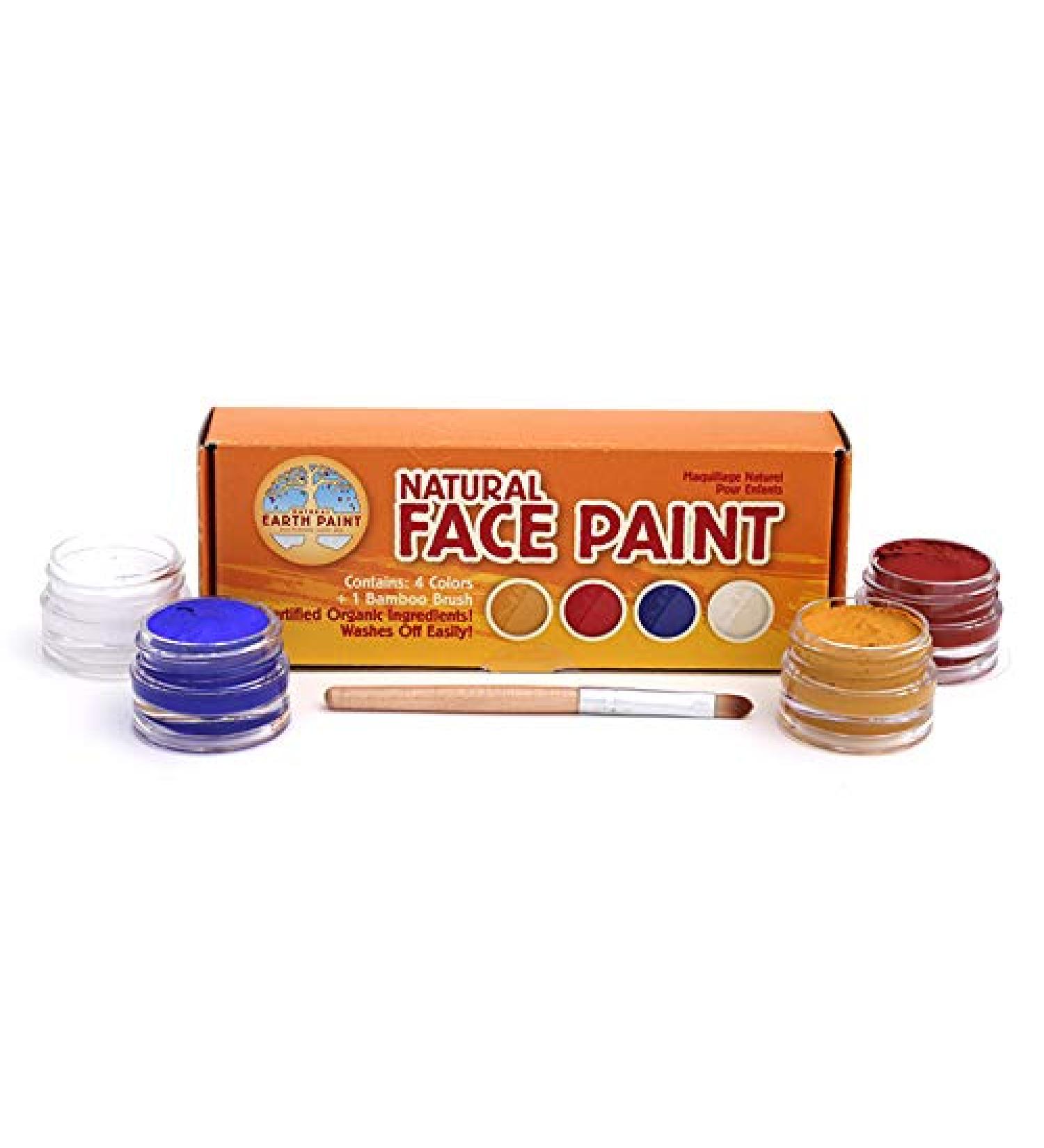 Natural Earth Paint Mini Face Paint Kit - Non-Toxic, Long Lasting, High Quality - 4 Vibrant Colors, Hypoallergenic for Halloween, Festivals - Buy Online on SooperMarket.com