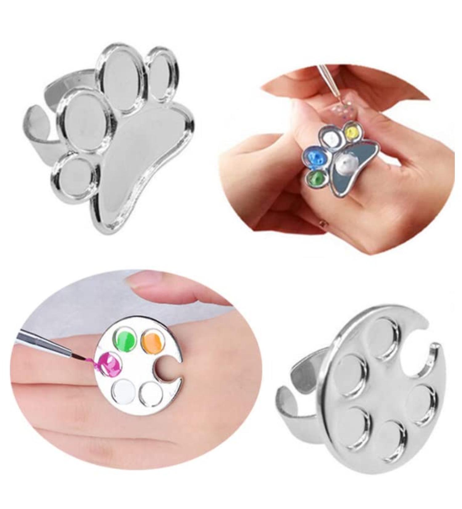 HLLMX 2 PCS Mini Manicure Palette Nail Art Tools (Silver) - Wearable Metal Holder for Gel Polish Mixing Tray - Buy Online on SooperMarket.com