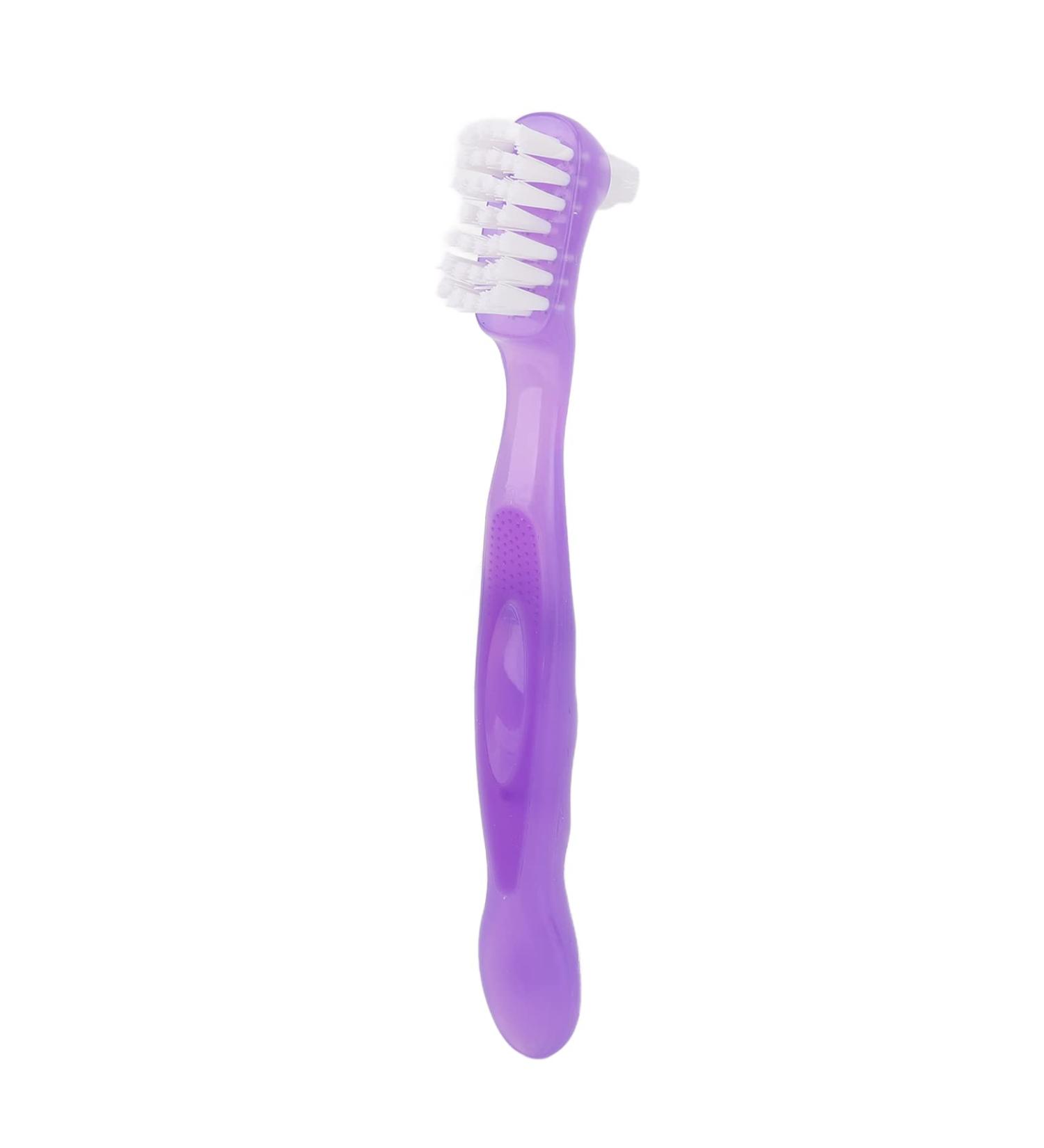 False Teeth Brush Plaque Removal Denture Toothbrush Double Sided Ergonomic Portable Soft Hair for Home Travel for Elderly(Purple) - Buy Online on SooperMarket.com