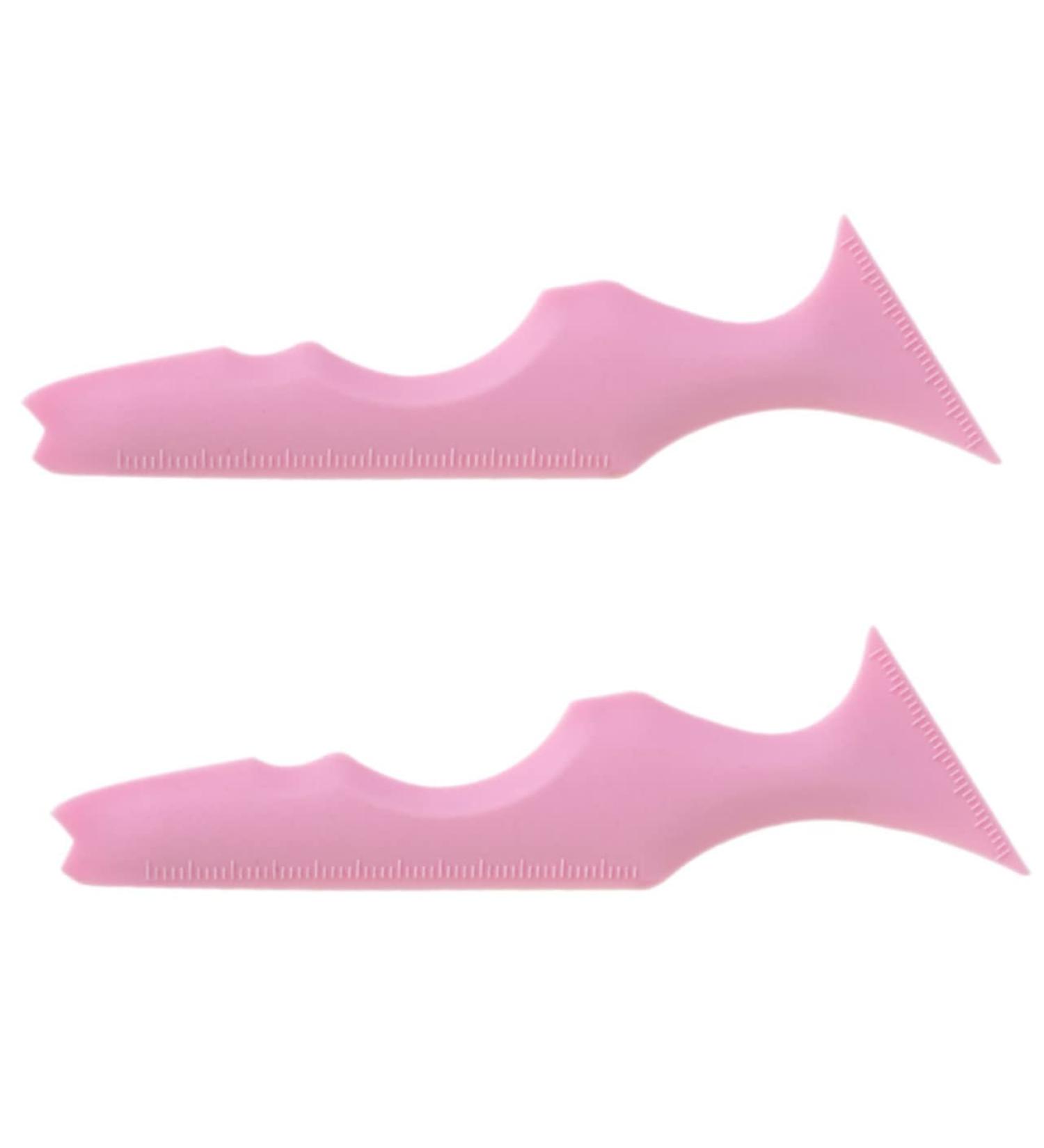 PLAFOPE Silicone Eyeliner Stencil 2pcs Silicone Beauty Ruler Eyelash Spoolies Face Cream Applicator Eyebrow Template With Wings 15.00X4.15X0.50CM Pink-1 - Buy Online on SooperMarket.com