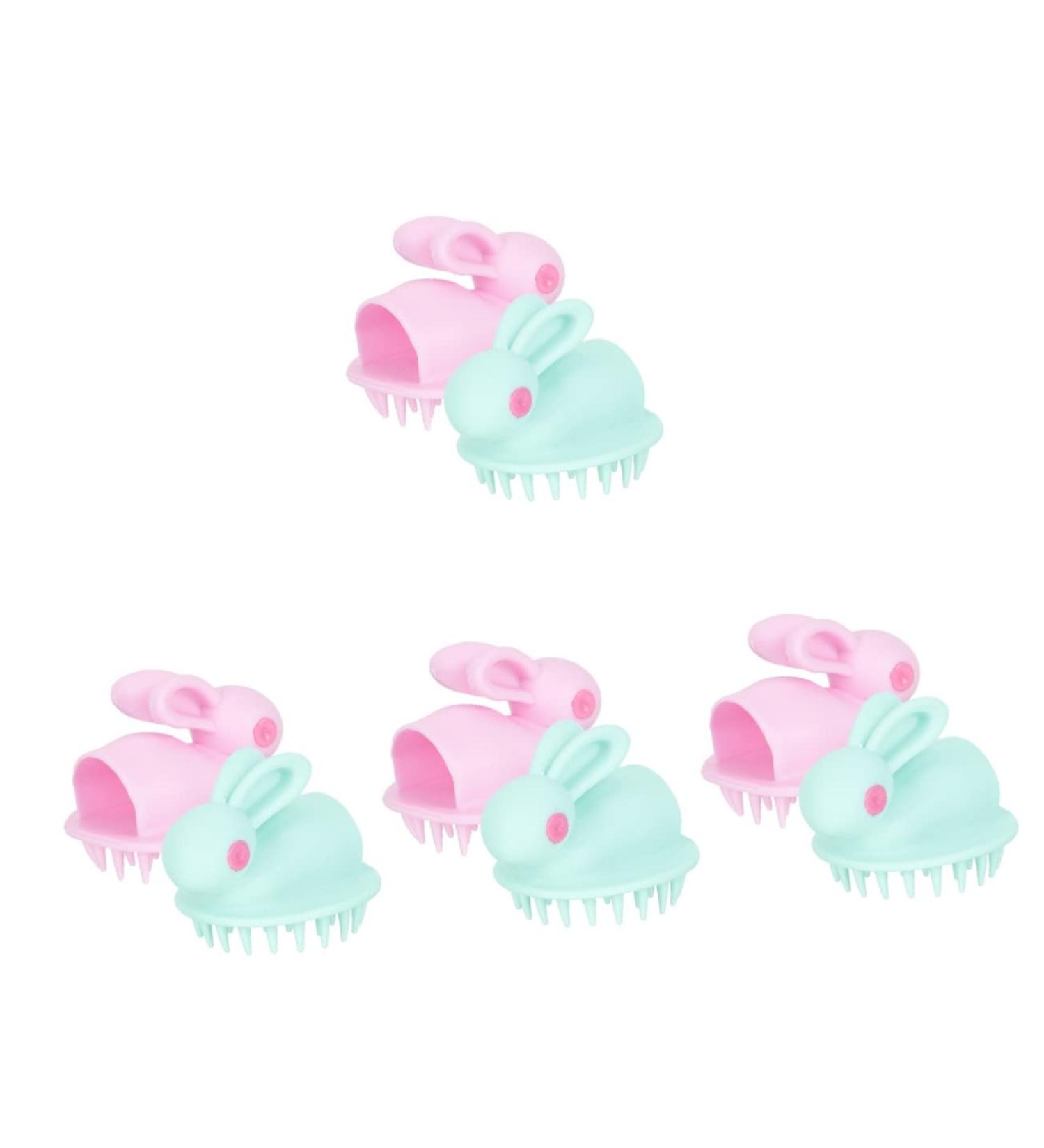 Kisangel 8 Pcs Rabbit Head Scrubber Stimulation Massage Hair Brushes - Silicone Baby Scalp Massager Shampoo with Handle for Cleaning - Adorable Design - 6.7X6CMx4pcs - Buy Online on SooperMarket.com