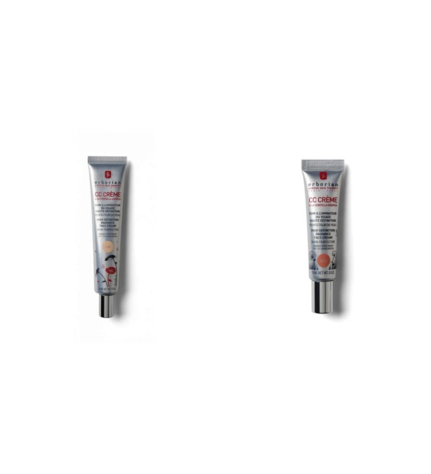 Erborian Korean CC Cream Skin Perfector SPF25 - Clair 45 ml & CC Cream with Centella Asiatica Lightweight Skin Perfector Tinted Moisturiser and Brightening Face Cream - 15ml - Buy Online on SooperMarket.com