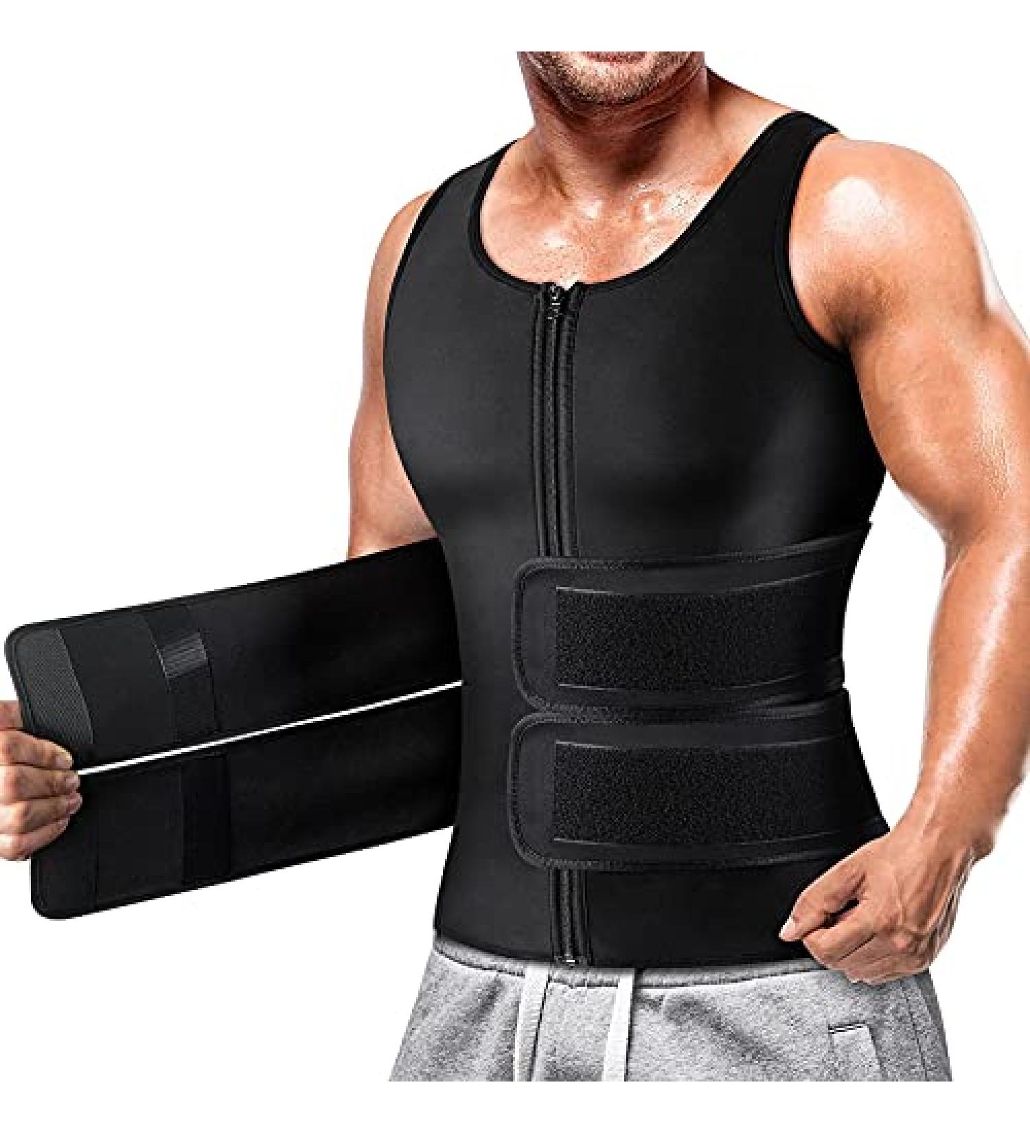 Cimkiz Men's Neoprene Sauna Vest Waist Trainer with Zipper, Black - Large - Buy Online on SooperMarket.com