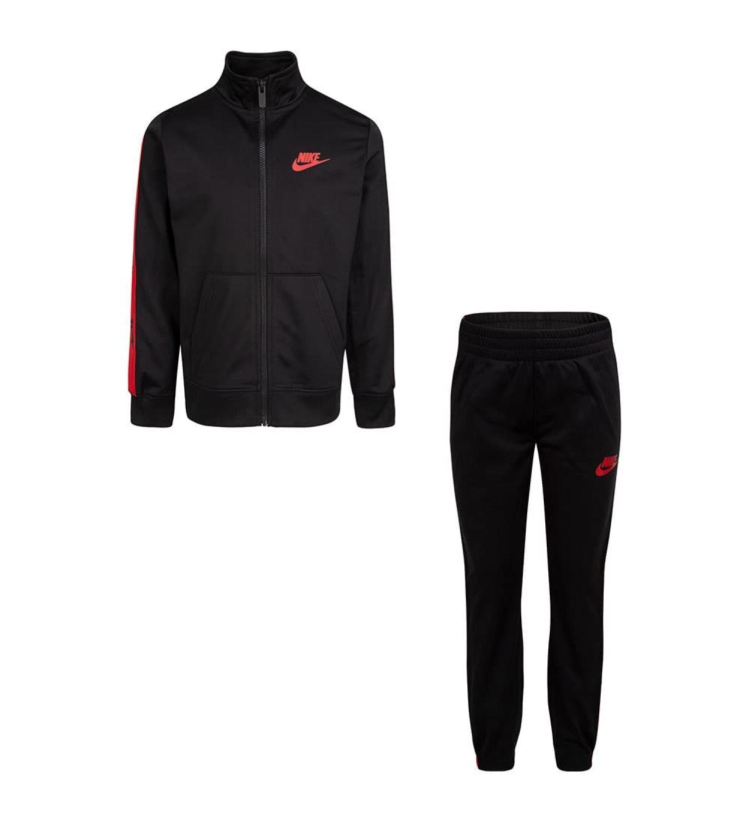 Nike boys Logo Taping Jacket and Pants Two-piece Track Set (Little Kids) 7 Years Black