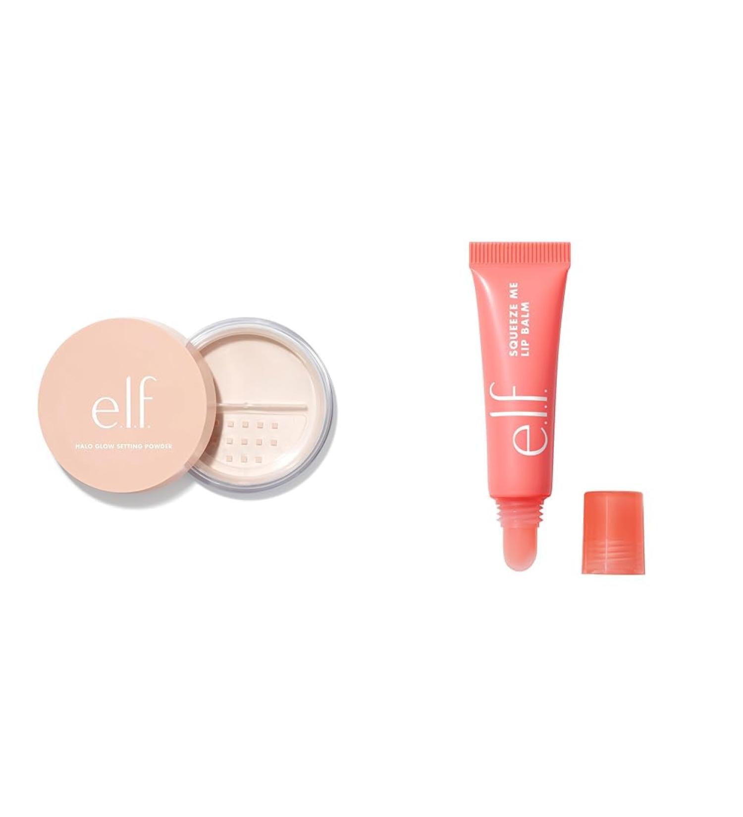 e.l.f. Halo Glow Setting Powder Silky Setting Powder For Soft Glow Without Shine & Squeeze Me Lip Balm Moisturizing Lip Balm For A Sheer Tint Of Colour - Buy Online on SooperMarket.com