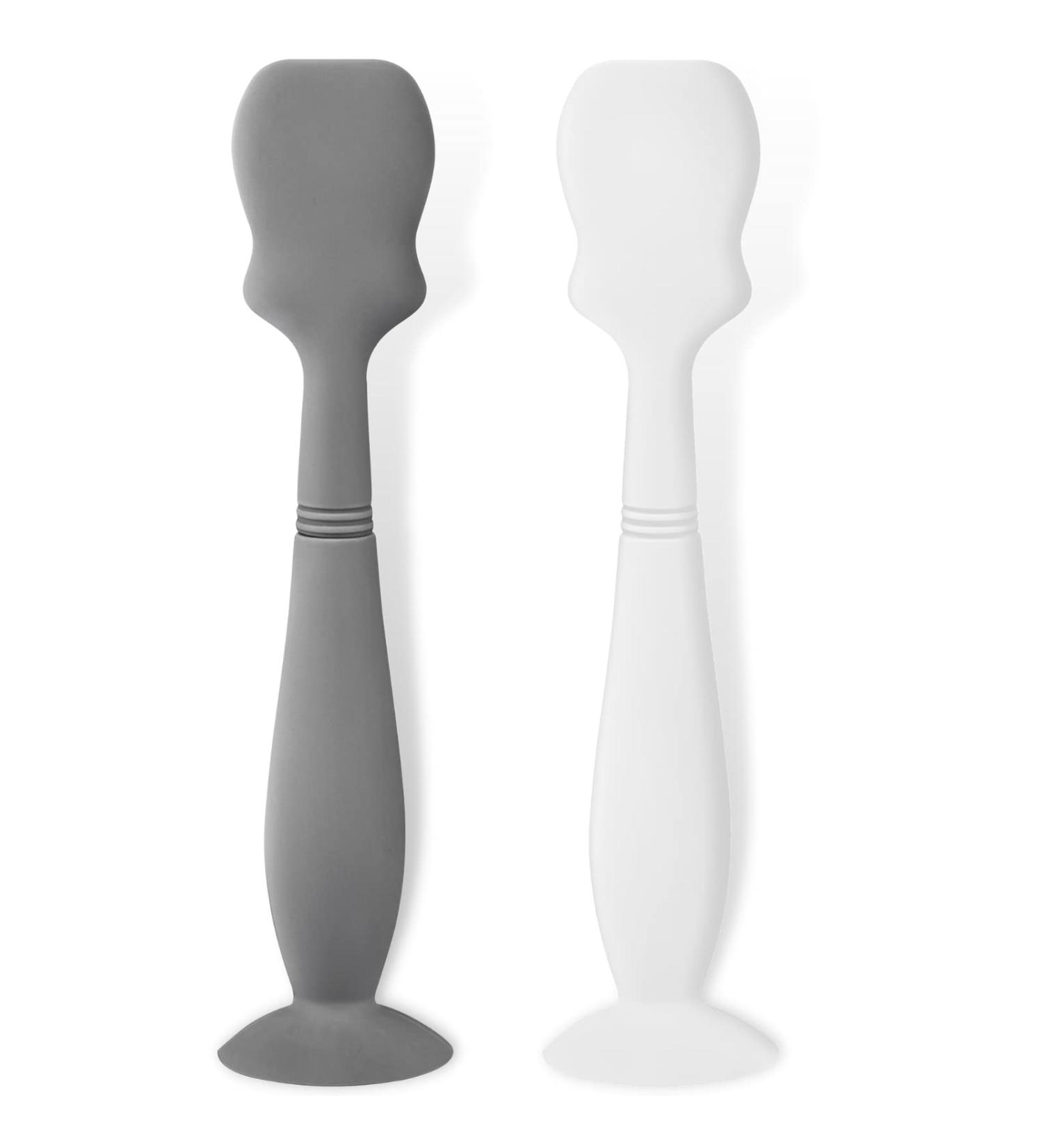 2 Pack Silicone Baby Diaper Cream Brush & Spatula Set - Gray & White | Butt Paste Applicator for Newborns - Buy Online on SooperMarket.com
