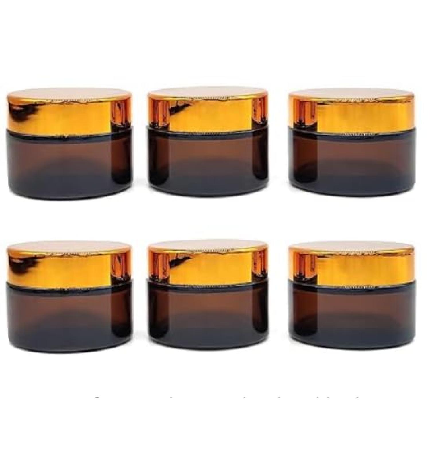 Inheming 6 x 30ml Amber Glass Cream Jars - Empty Cosmetic Containers with Lids for Ointments & Creams - Ideal for International Shipping - Buy Online on SooperMarket.com
