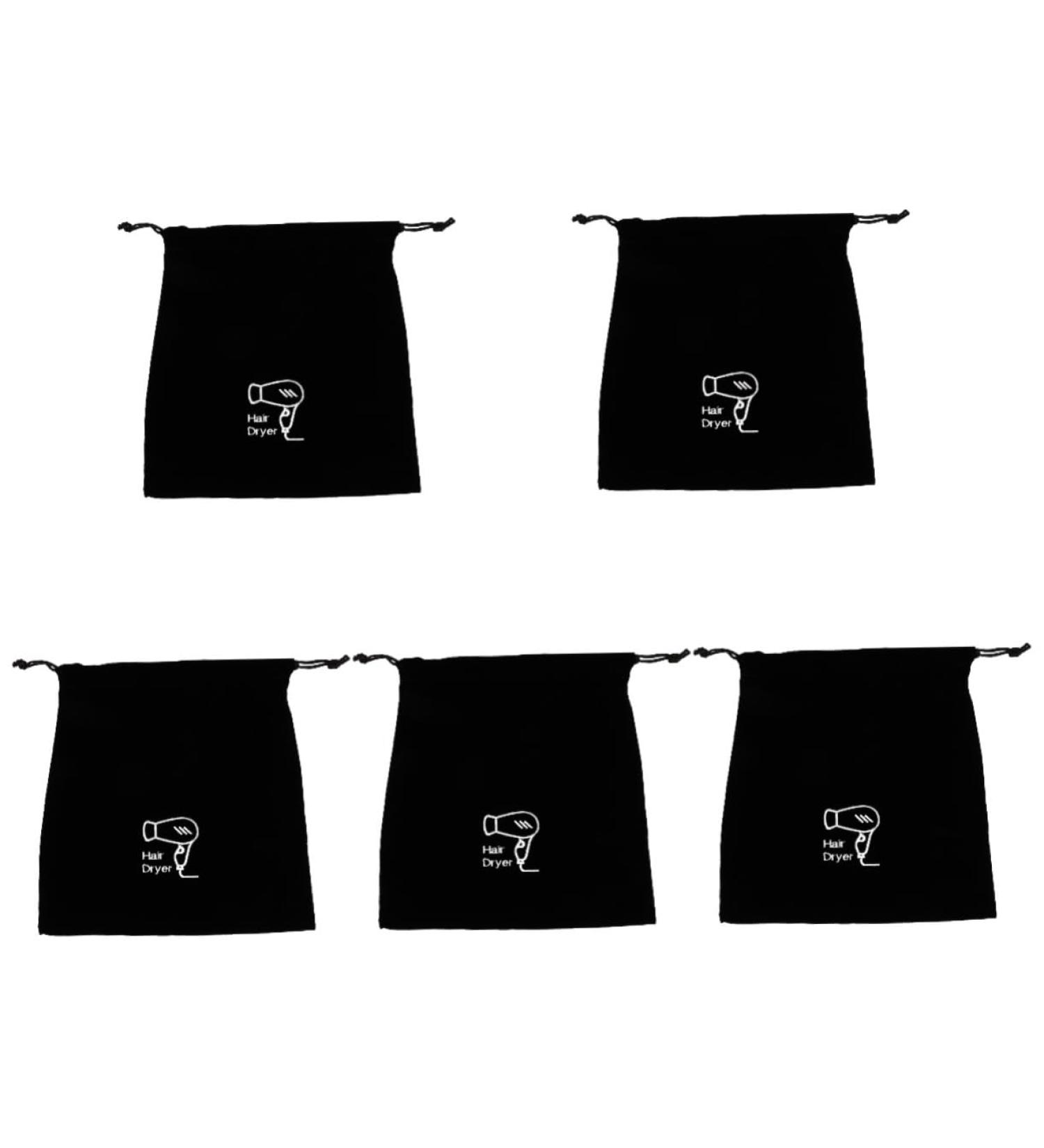 Gogogmee 5 Pcs Hair Dryer Storage Bag Cotton Drawstring Bags Drawstring Makeup Bag Sack Flannel Black - Buy Online on SooperMarket.com