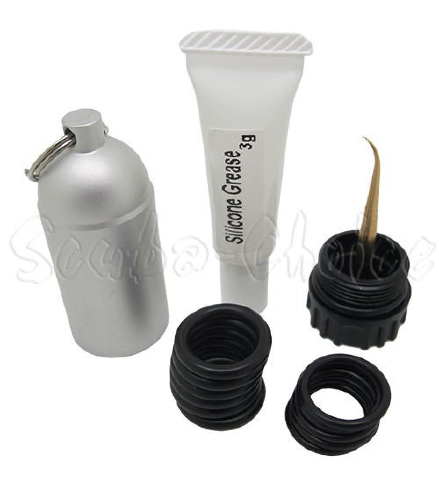 Scuba Choice Scuba Diving Mini Tank Key Ring with O-Rings and Silicone Grease 3g Silver