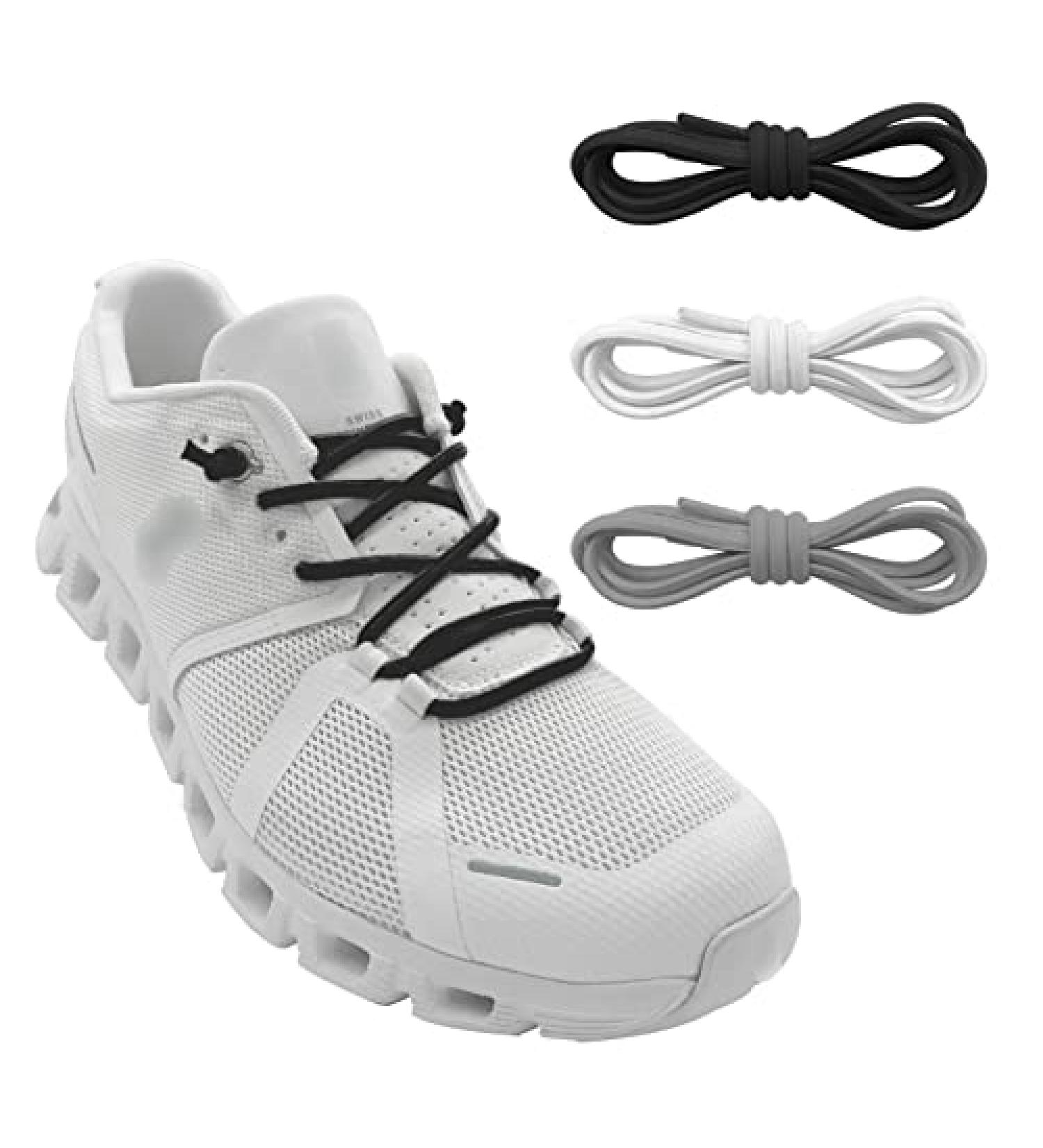 NDTEZUGT 3 Pairs Elastic Shoe Laces - Replacement Laces for On Cloud Stretch Shoes - Black, White, Gray - Buy Online on SooperMarket.com