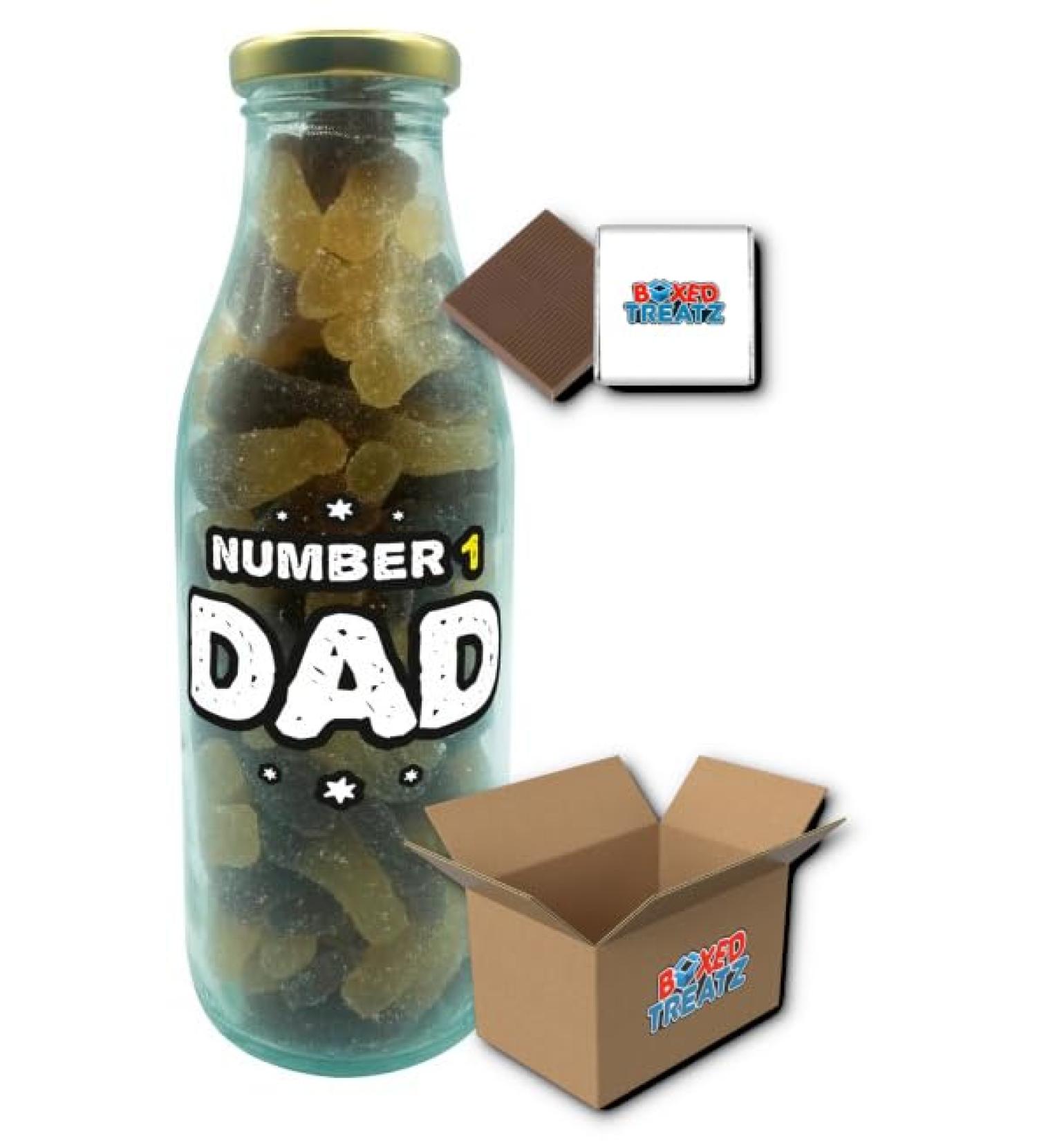 Sweets Milk Bottle Personalised Message For Dad 300g NO.1 DAD Bottle Of Sour Cola Bottles Boxed Treatz NO.1 DAD bottle of Sour cola bottles 300g - Buy Online on SooperMarket.com