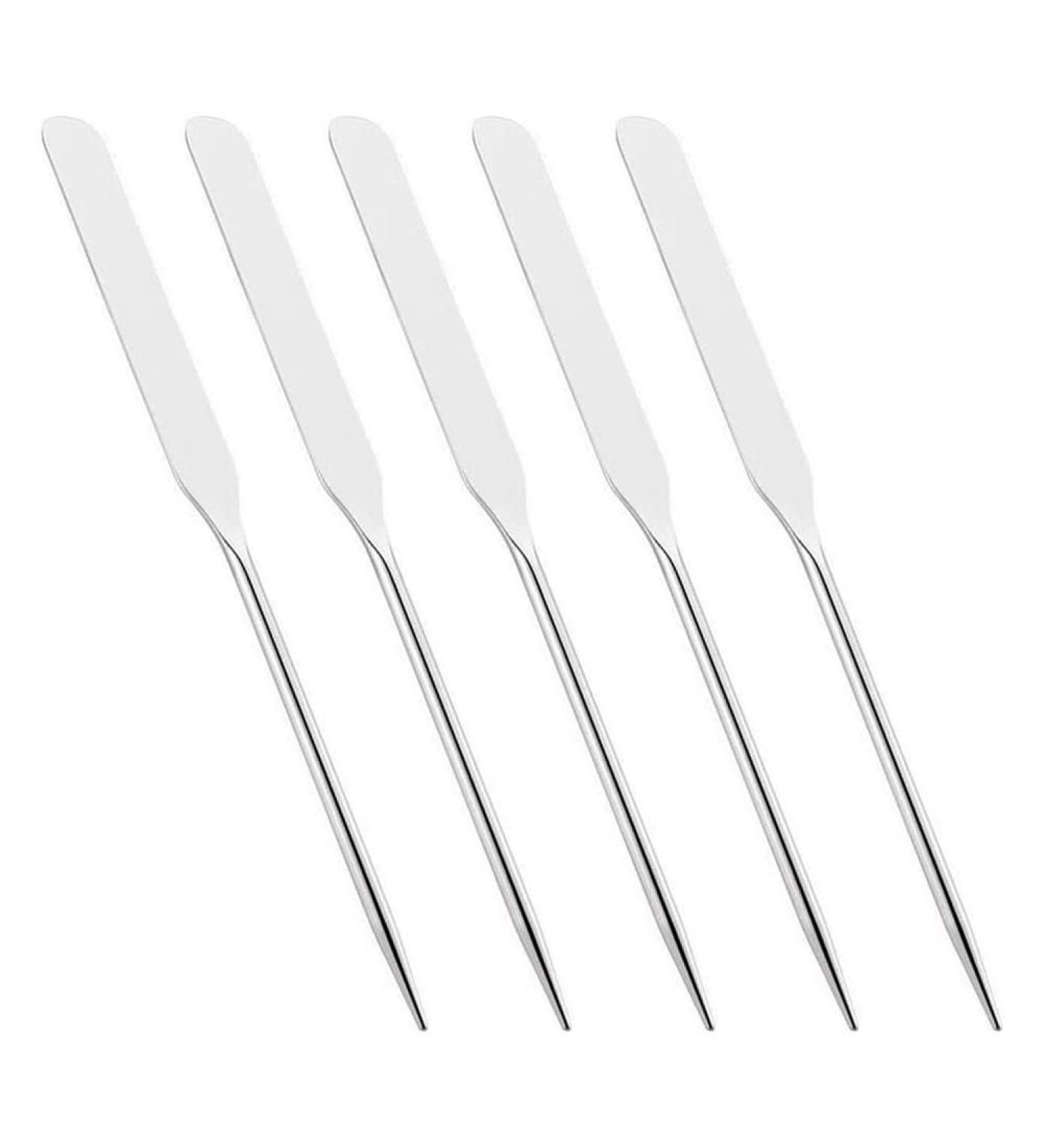 Buy 5 Pieces Stainless Steel Makeup Spatula Set | Foundation Mixing Tool Eye Cream Spoon & Nail Art Stirring Rod | Perfect for Home & Salon Use Silver - Buy Online on SooperMarket.com