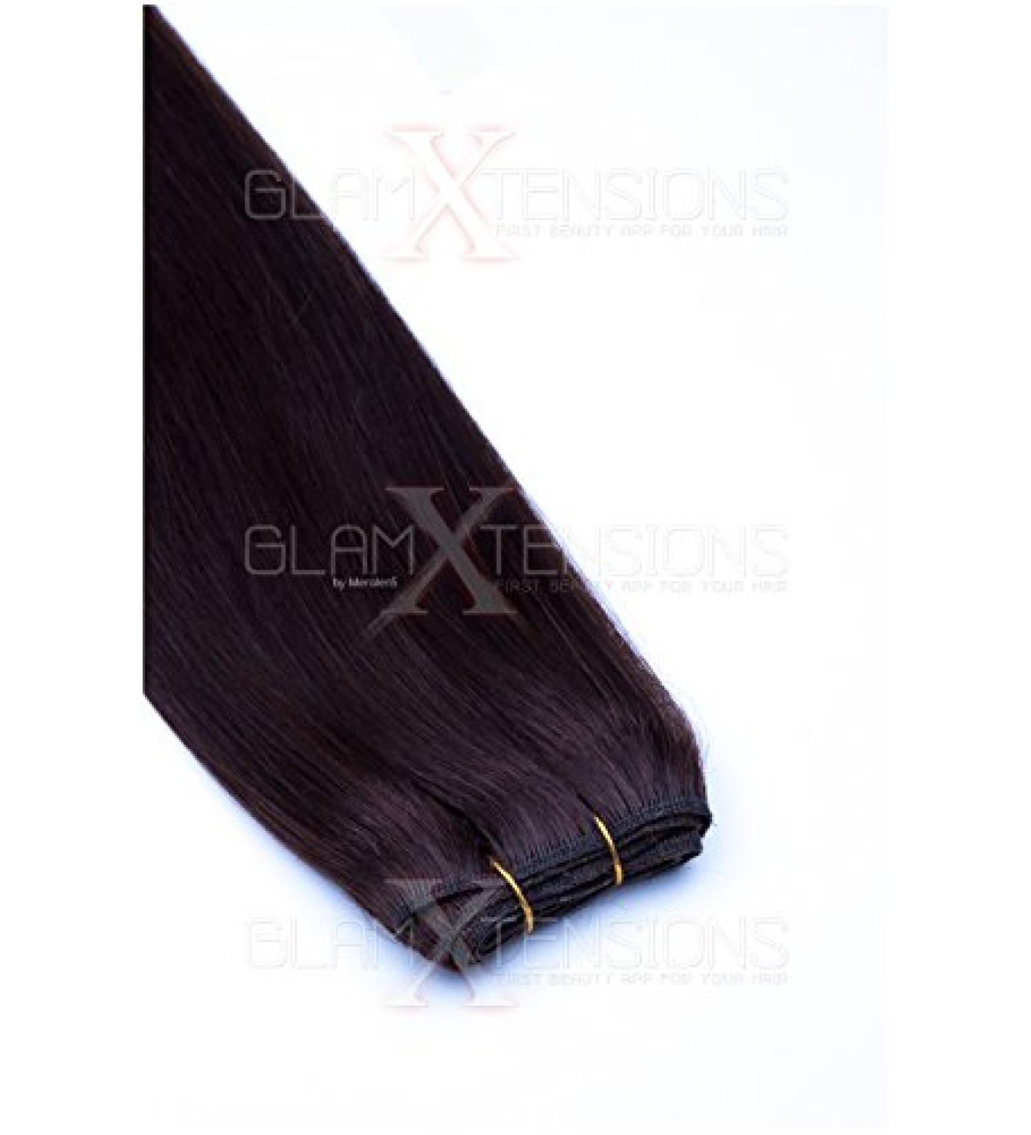 Weft Extensions Real Hair Tress Glamxtensions smooth 100% Remy Indian real hair Human hair - 70cm in the color #02 Dark brown - hair extension hair compression to sew in