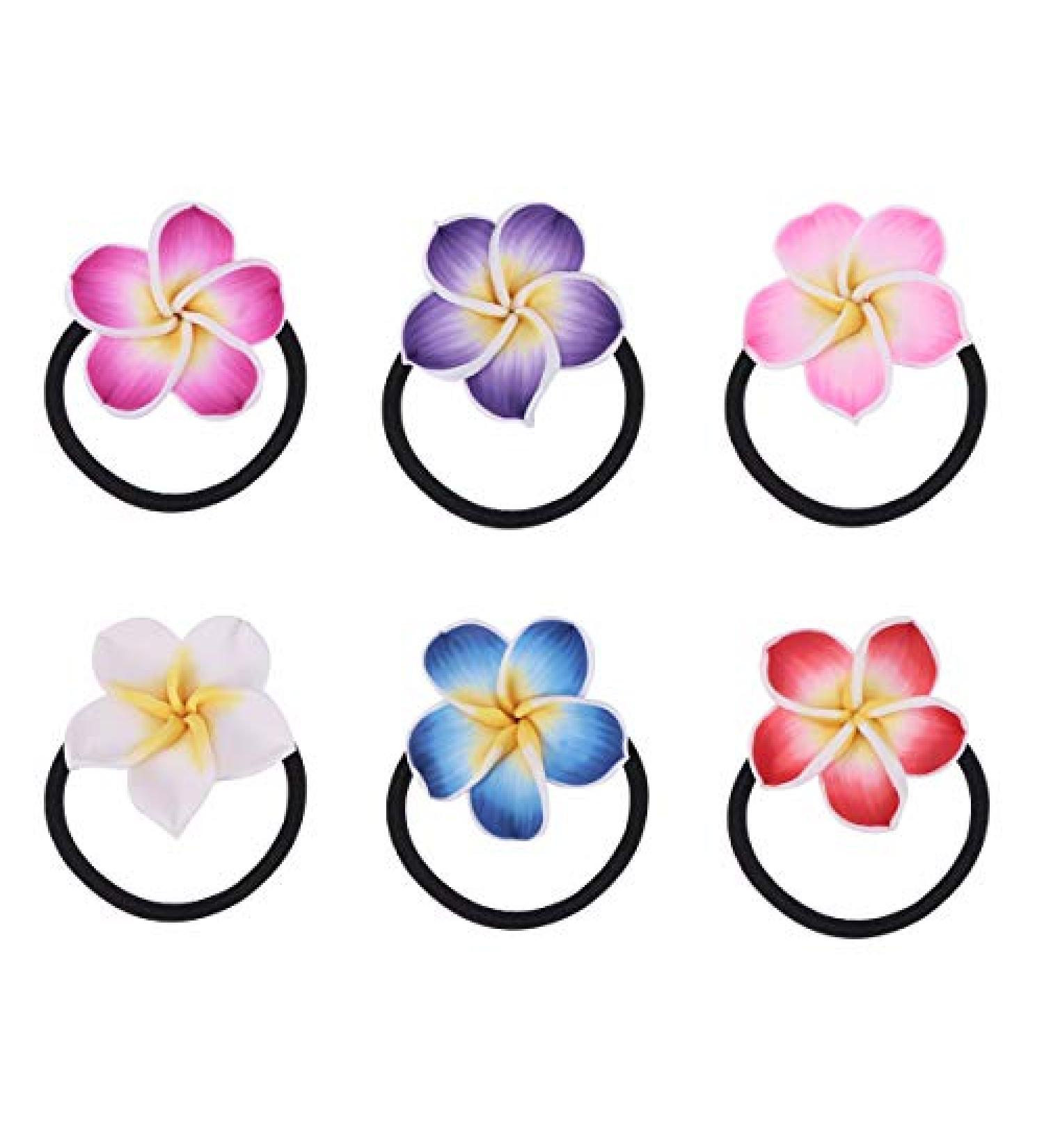 LEORX 12pcs Colorful Plumeria Hair Ties - Soft Ceramic Flower Hair Accessories - Buy Online on SooperMarket.com