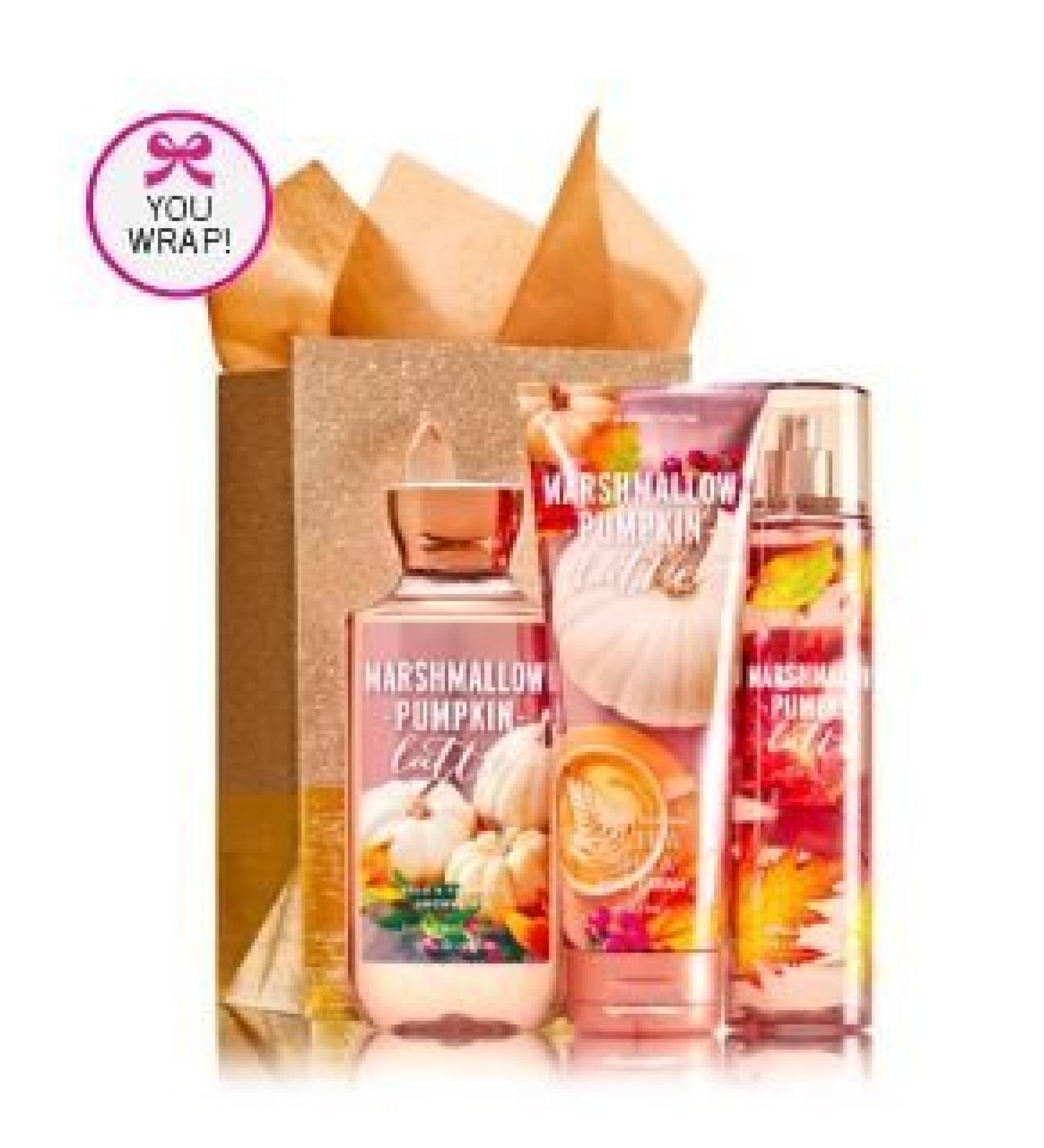 Bath & Body Works MARSHMALLOW PUMPKIN LATTE Fragrance Favorites Gift Kit   Shower Gel   Fragrance Mist & Body Cream